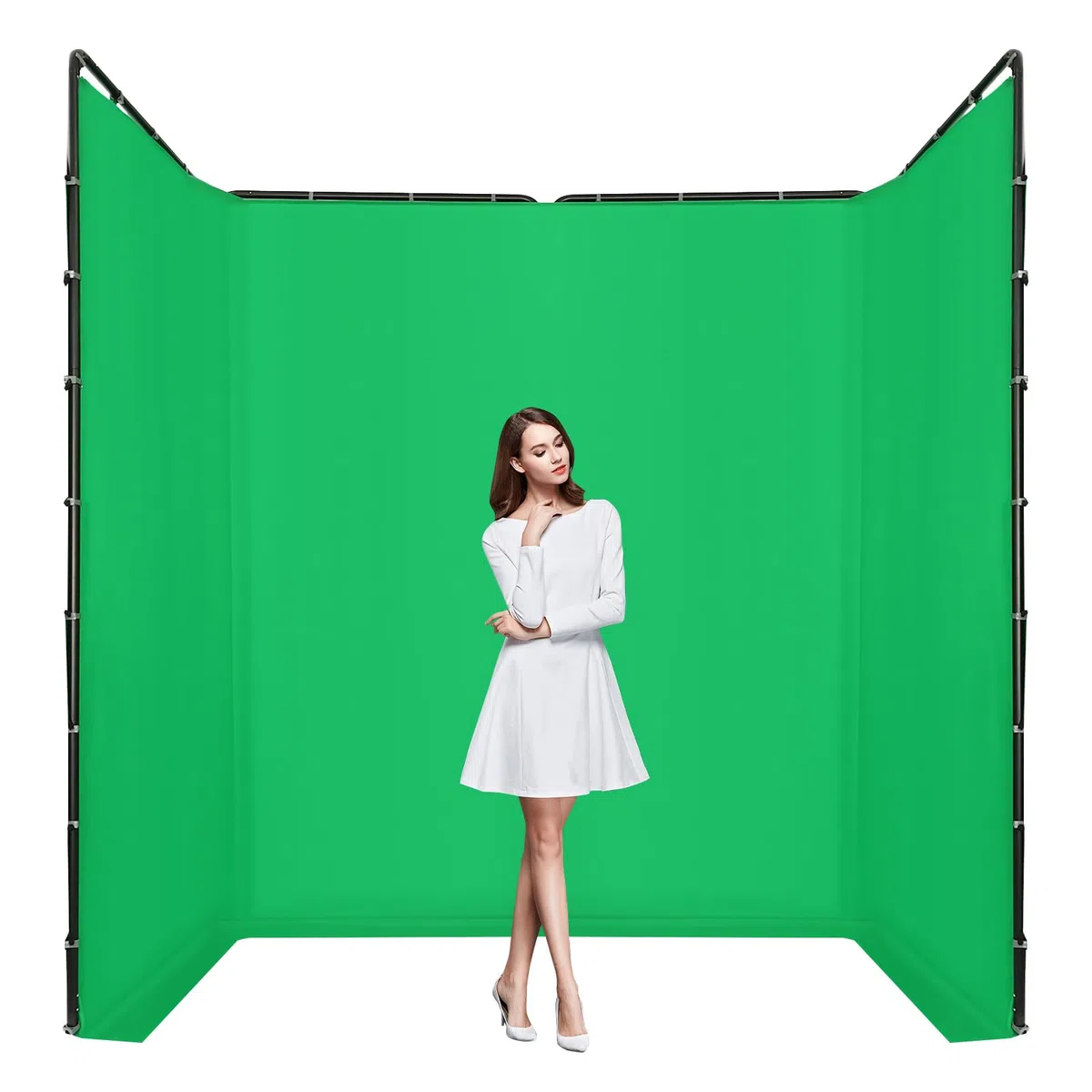 4 x 2,4 m grande sfondo verde pieghevole con supporto per videoconferenze, studio fotografico, 4 x 2,4 m