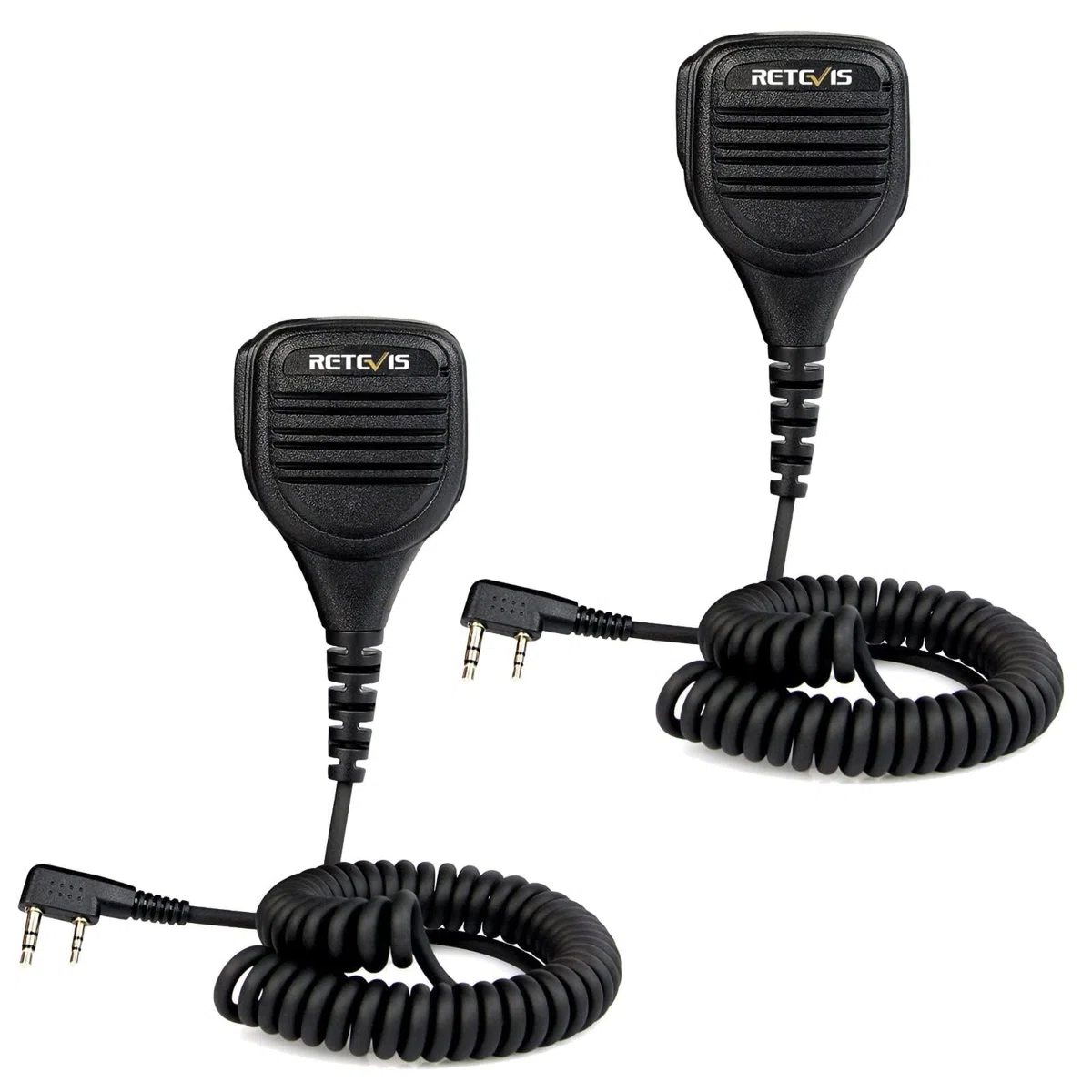 Retevis Microfono per Altoparlante a Distanza, Microfono a Spalla a 2 Pin, Compatibile con Walkie Talkies RT24 RT27 RT28 RT618 Baofeng UV-5R BF-888S Kenwood, Microfono per Altoparlante Radio (2 Pz)