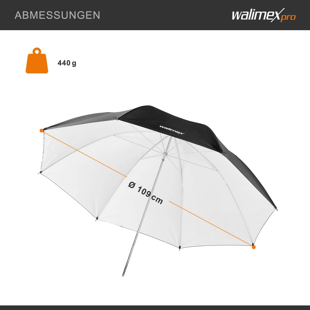 Walimex Pro Reflexschirm 109 cm schwarz/weiß
