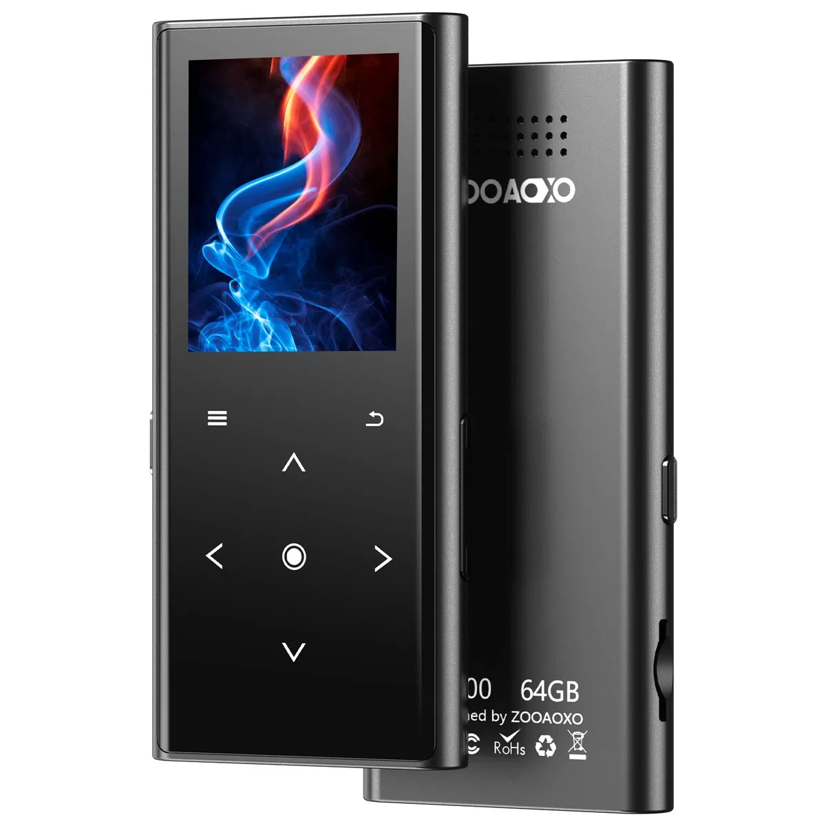 64GB Lettore MP3, Lettore Musicale con Bluetooth 5.2, Altoparlante HD Integrato, FM Radio, Registratore Vocale, Mini Design, Peso 70G, Suono HiFi, Ideale per Lo Sport, Auricolari Inclusi