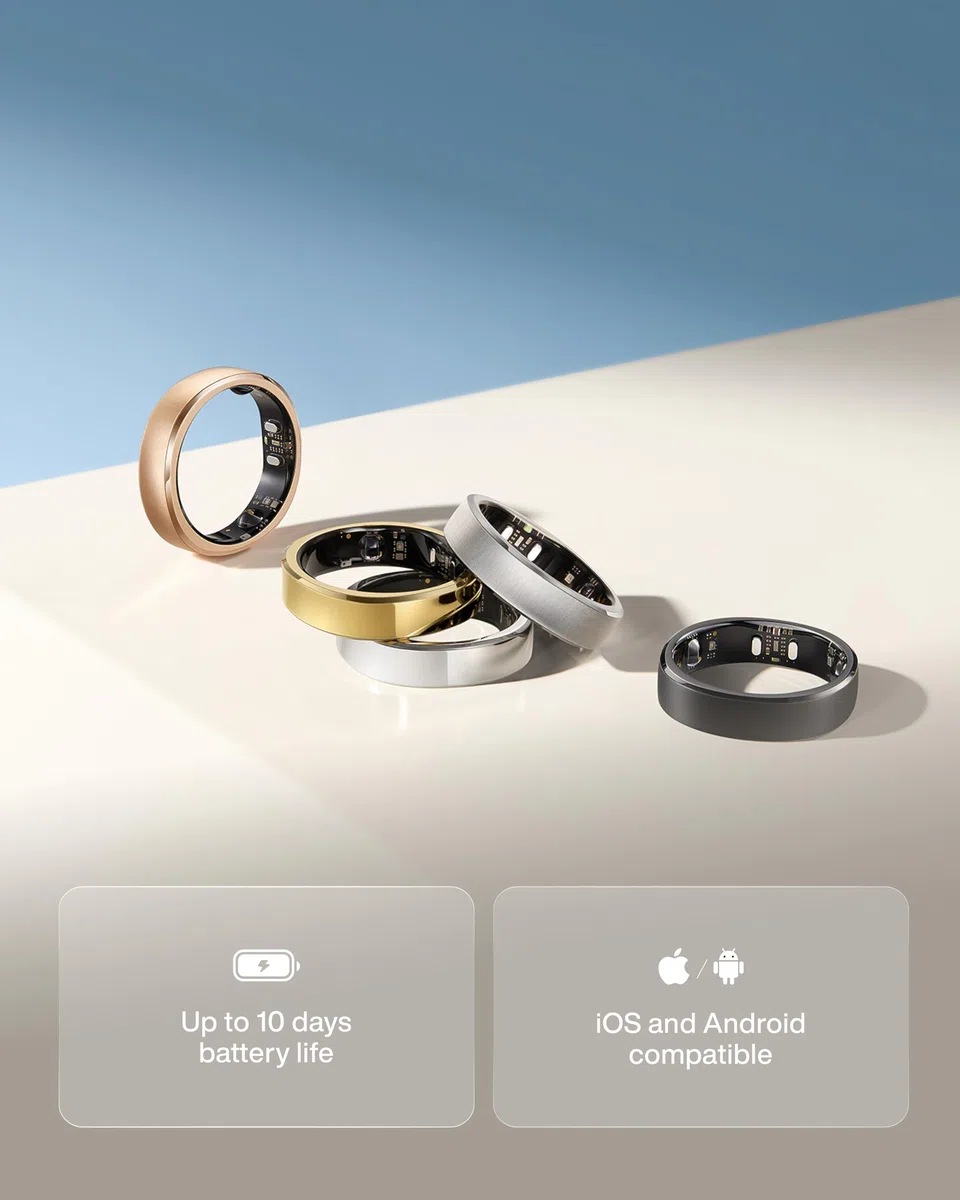 Anello Intelligente RingConn Gen 3 con Monitoraggio della Pressione, Sonno, Fitness e Frequenza Cardiaca, Avvisi a Vibrazione, Senza Abbonamento App, Batteria fino a 14 Giorni (12,Argento Futuristico) | Primo anello intelligente con Tendenze Vascolari. Av