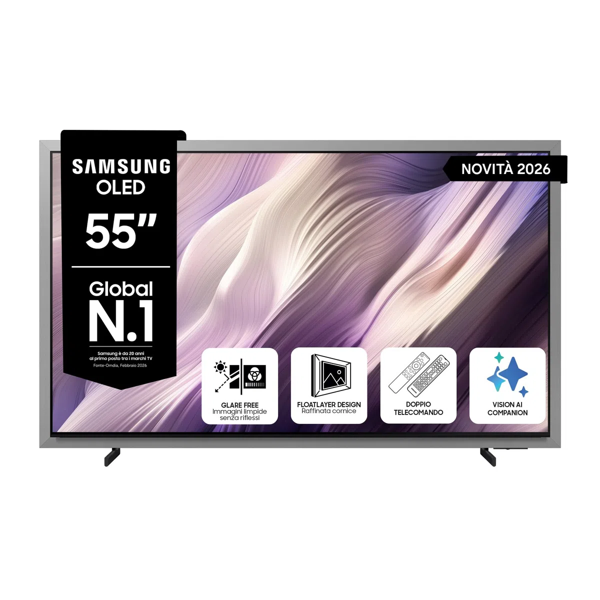 Samsung Smart TV 55" QE55S99HAEXZT OLED 4K Glare Free, HDR 10+, Motion Xcelerator 165Hz, Dolby Atmos, Gaming Hub, G-Sync, Voice Control with AI(VAC), Alexa Built-in, PACCHETTO INTRATTENIMENTO, 2026