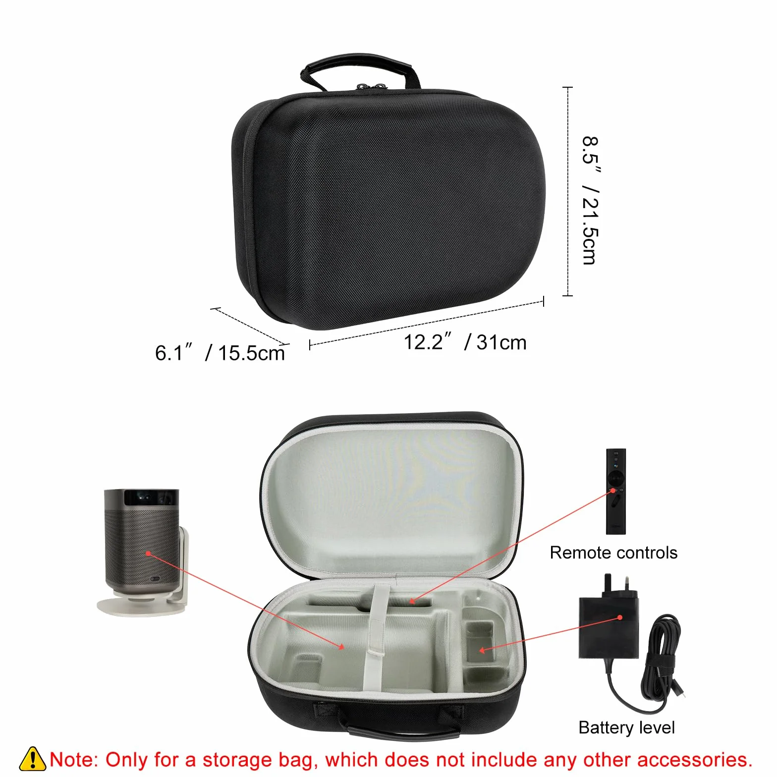 Custodia per XGIMI MoGo Pro/MoGo 2 Mini/MoGo 2 Pro, Carrying Case/Custodia/Valigia compatibile con proiettore MoGo, caricatore multi-angolo, telecomando e altri accessori (aggiornamento)