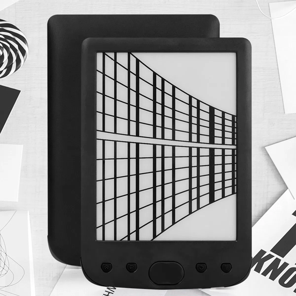 Generic Lettore di Libri Elettrico Portatile Digitale Schermo da 6" Impugnatura Comoda Durata della Batteria di Lunga Durata per gli Appassionati di Lettura