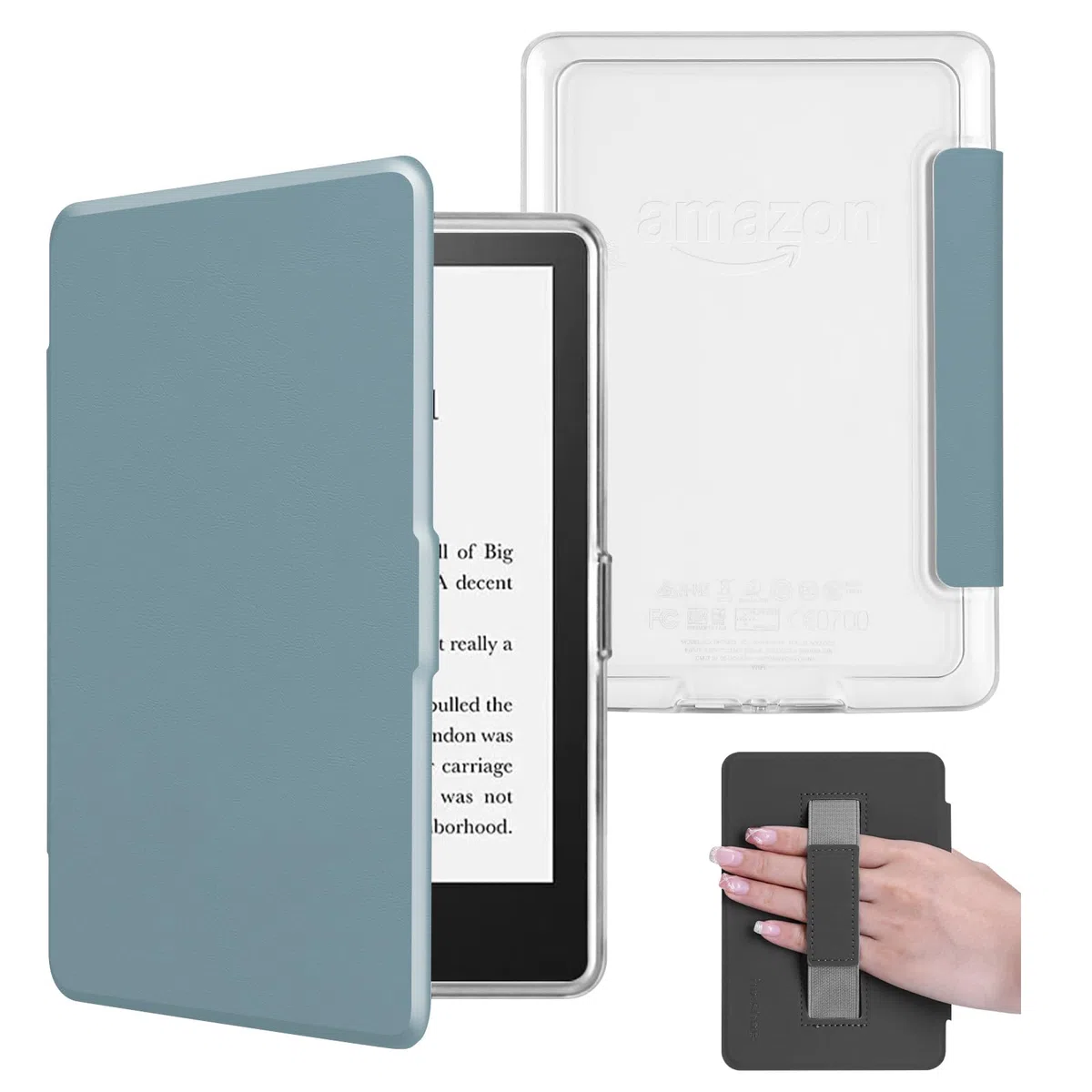 Custodia con cinturino da polso per Kindle Paperwhite da 6 pollici di 5a/6a/7a generazione 2012-2017 (modello n. DP75SDI & EY21), custodia in pelle PU leggera e guscio posteriore rigido