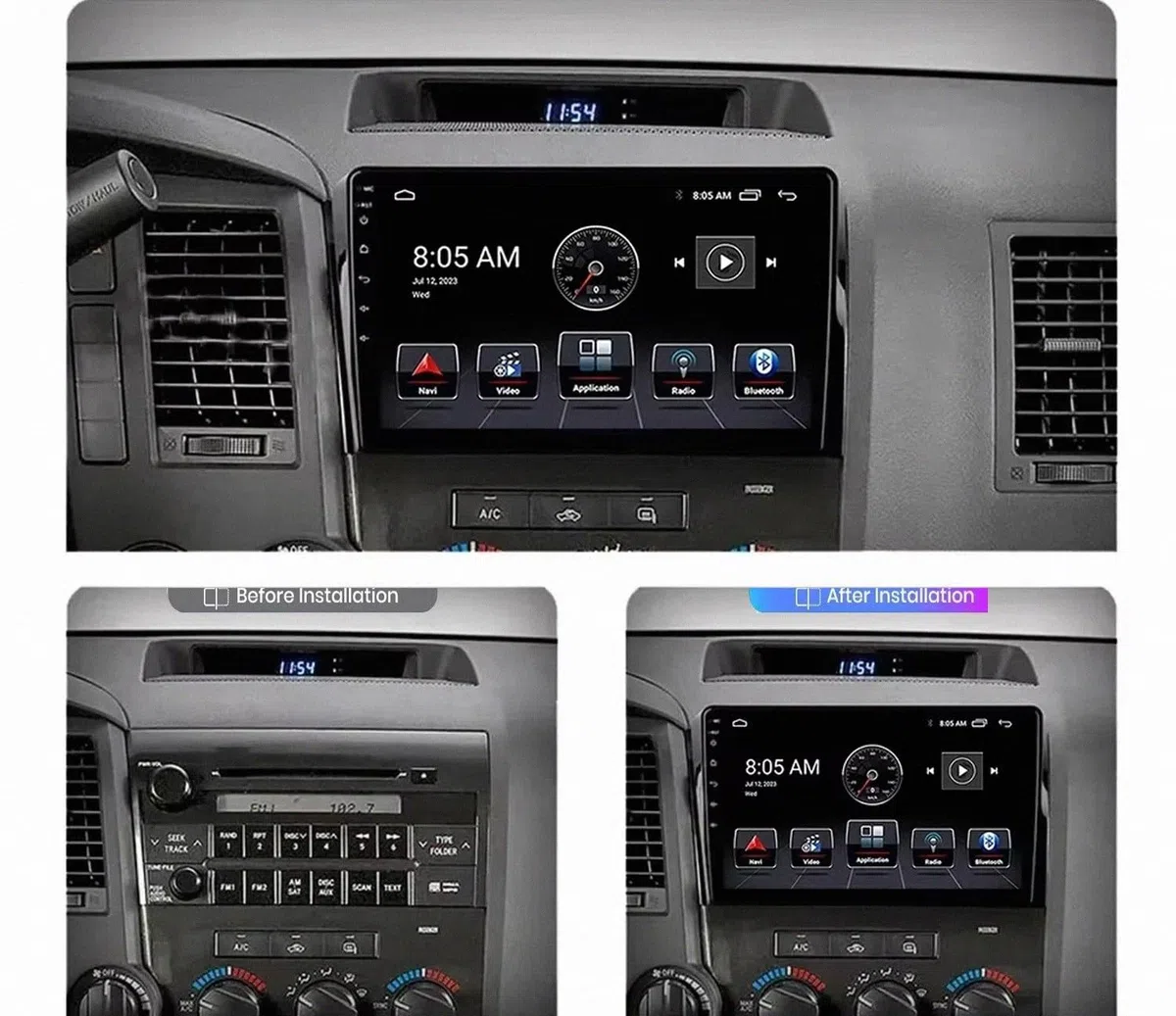 Autoradio Gps Navigation 2 Din per Toyota Sequoia XK60 2008-2017 Wireless Carplay Android Auto Stereo Auto Bluetooth Ips con Pantalla Táctil con Gps, 8 Nucleo 8G+256G