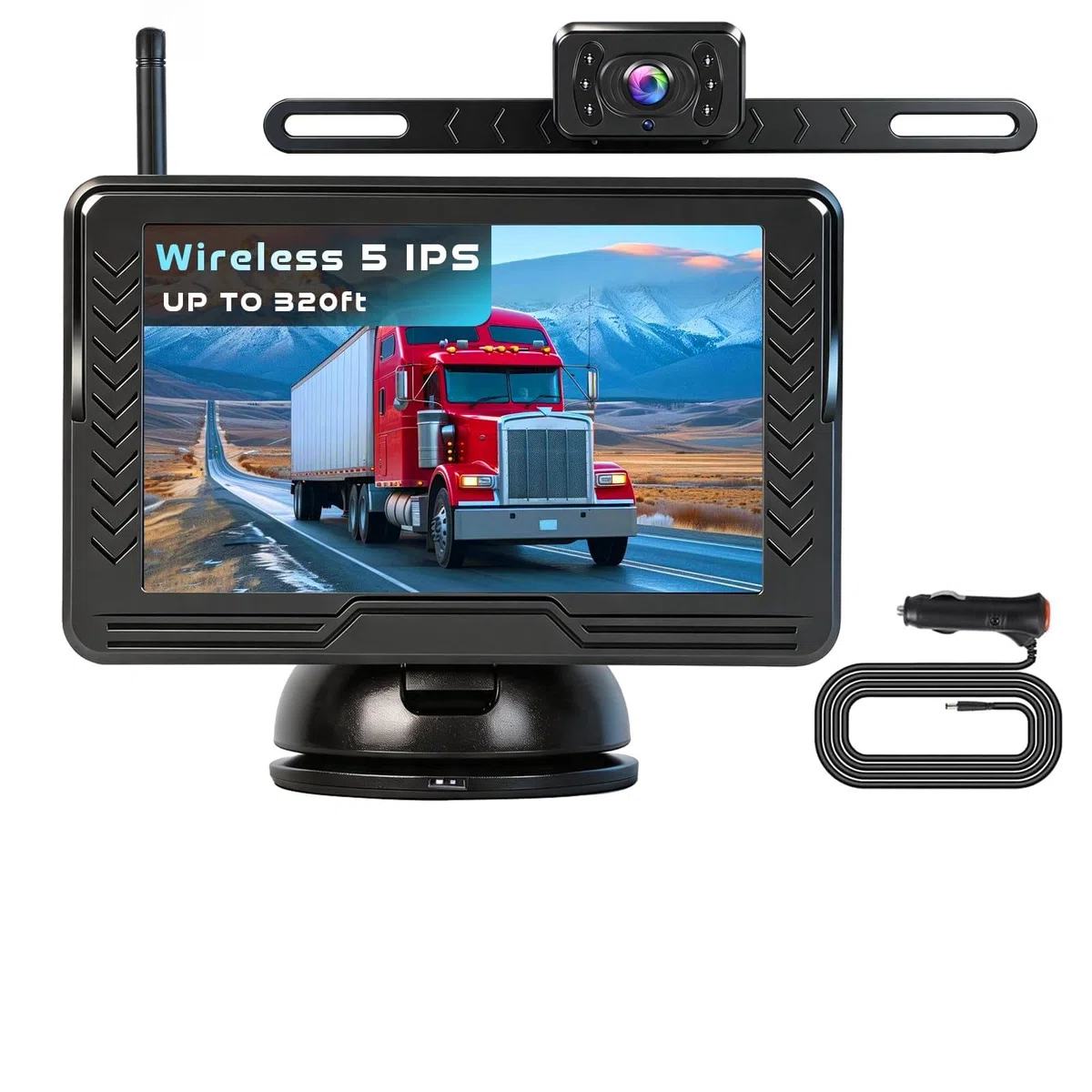Hikity 5" IPS Display AHD Kit Telecamera Retromarcia Wireless per Veicoli Telecamera Impermeabile IP69 Linee a Griglia Grandangolare