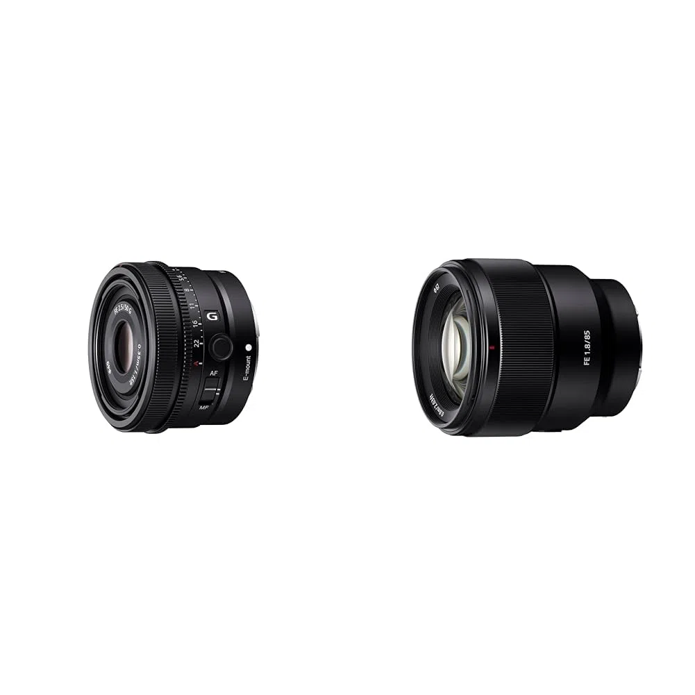 Sony SEL-50F25G - Obiettivo Full-Frame focale fissa 50mm F2.5, Premium Serie G, Mirrorless Attacco E, Nero & SEL-85F18 Obiettivo per ritratto a focale fissa 85mm F1.8 Full Frame adatto per serie A7