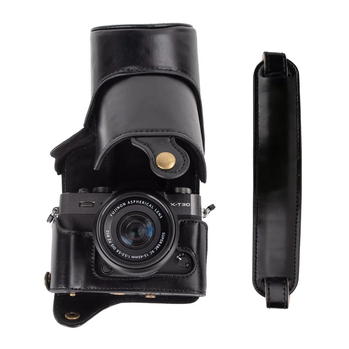 kinokoo Custodia per Fujifilm XT10 T20 XT30 XT30 II XT30 III, custodia protettiva in pelle PU Fuji X-T30 III X-T30 II X-T30 X-T20 X-T10 con obiettivo 16-50 mm e 18-55 mm - con tracolla - Caffè