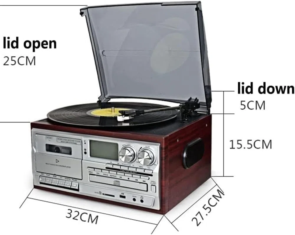 Lettore CD portatile con cassetta e radio FM, lettore di dischi Bluetooth retrò con altoparlanti integrati e batteria da 4000 mAh per ascoltare in movimento