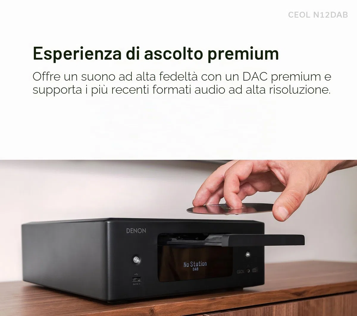 Denon CEOL N12DAB Sistema all-in-one con lettore CD, radio DAB/FM, HDMI ARC e HEOS Built-in - Nero