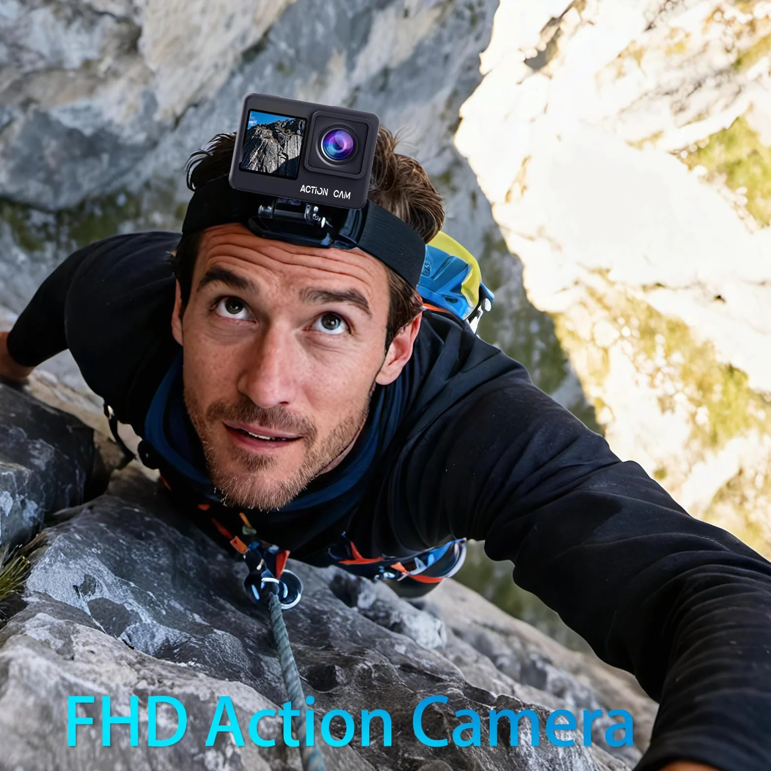 Dual Screen Action Cam FHD 1080P, fotocamera subacquea impermeabile fino a 40 m, action camera con 2 batterie ricaricabili da 1050 mAh e set di accessori