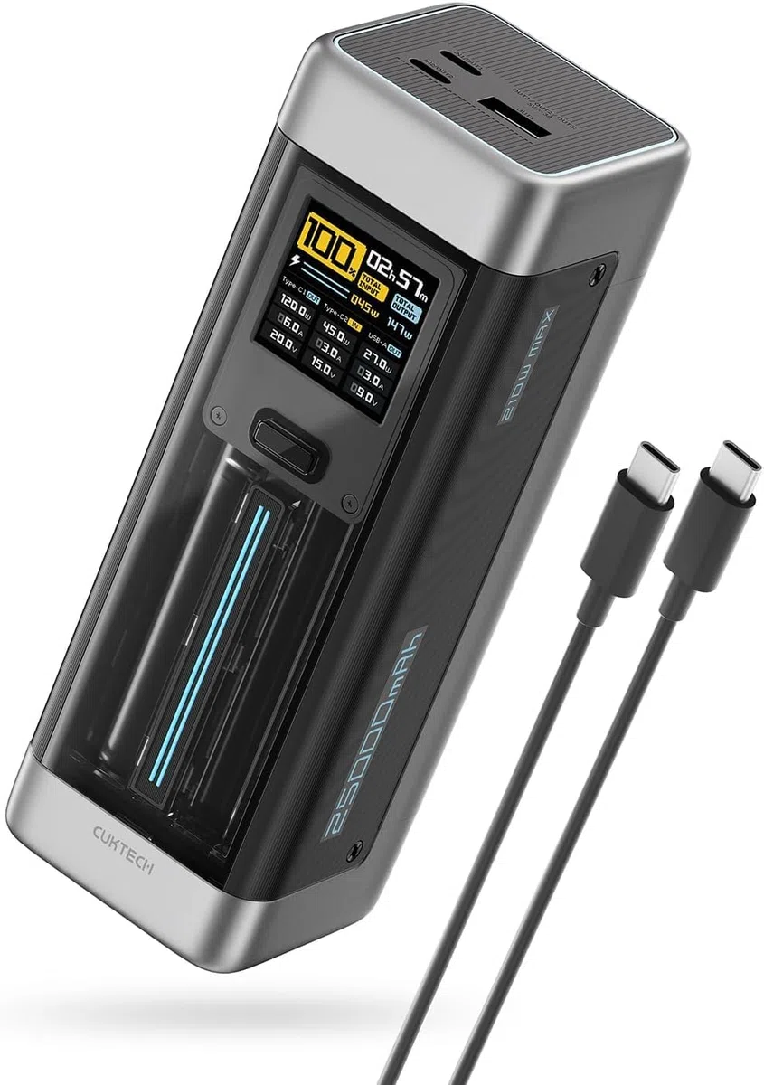 CUKTECH 20 Power Bank, 25000mAh Caricatore Portatile Batteria con 3 porte, Laptop Caricabatterie USB C PD3.1 140W, TFT Digitale Display, Ricarica Rapida per PC portatile,MacBookPro, GalaxyS23