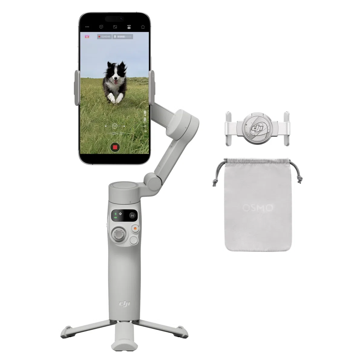 DJI Osmo Mobile 7 Stabilizzatore per iPhone, Android, Treppiede integrato, Ultra-leggero, Stabilizzatore 3 assi per smartphone, ActiveTrack 7.0, ShotGuides, Editing a un tocco, 10 ore di autonomia