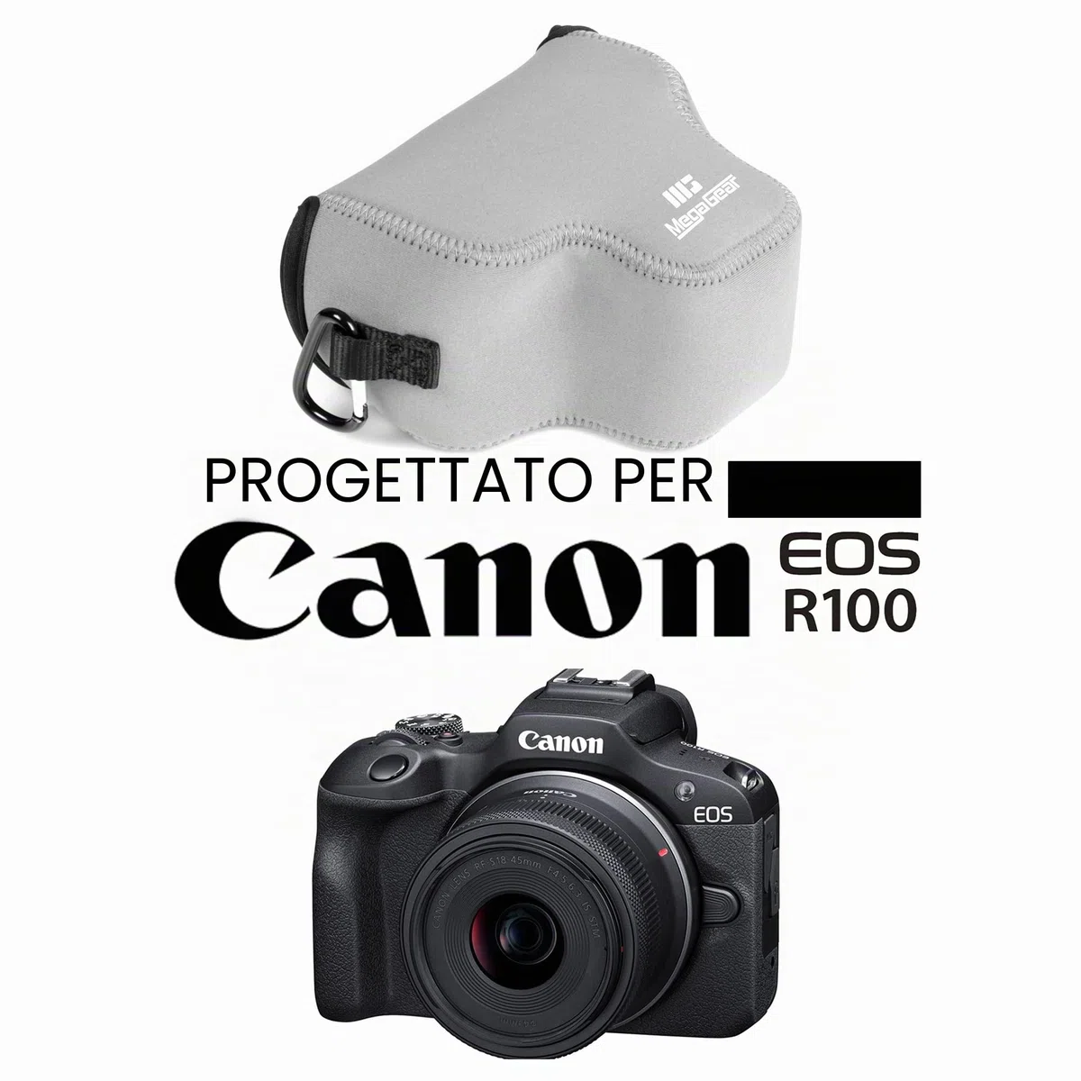 MegaGear Custodia in neoprene per fotocamera Canon EOS R100 (18-45 mm) - Custodia elegante e protettiva per fotografia digitale
