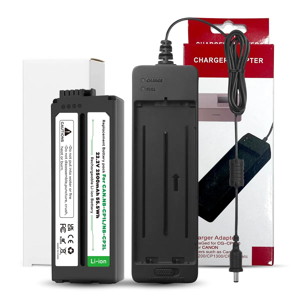 2500 mAh NB-CP2L NB CP2L - Batteria + caricatore per stampante fotografica Canon NB-CP1L SELPHY CP800 CP900 CP910 CP1500 CP2000 CP3000