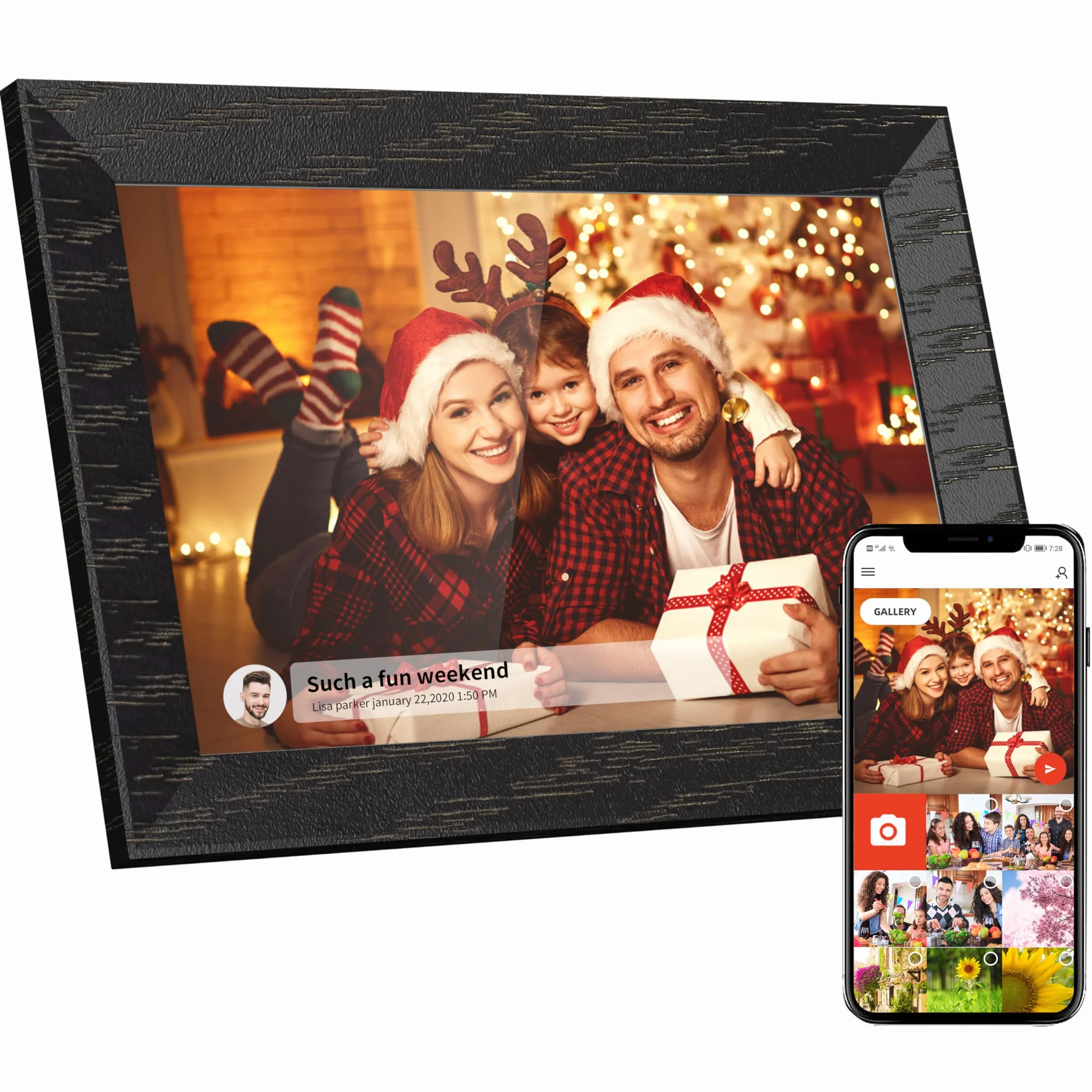Cornice digitale WiFi - Cornice digitale elettronica da 10,1 Pollici 1280 x 800 HD con memoria da 16 GB, touchscreen IPS con rotazione automatica, controllo tramite app Uhale