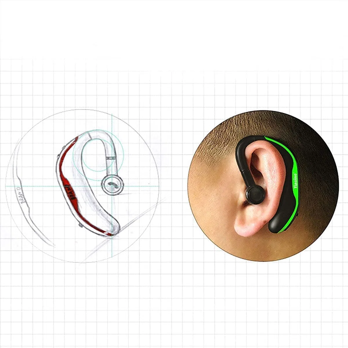 GeRRiT Auricolari Wireless Cuffie Bluetooth, for Palestra/Corsa/Allenamento, Auricolari Auricolari, Auricolari Wireless Auricolari Subwoofer Cancellazione del Rumore Leggero Resistente al Sudore