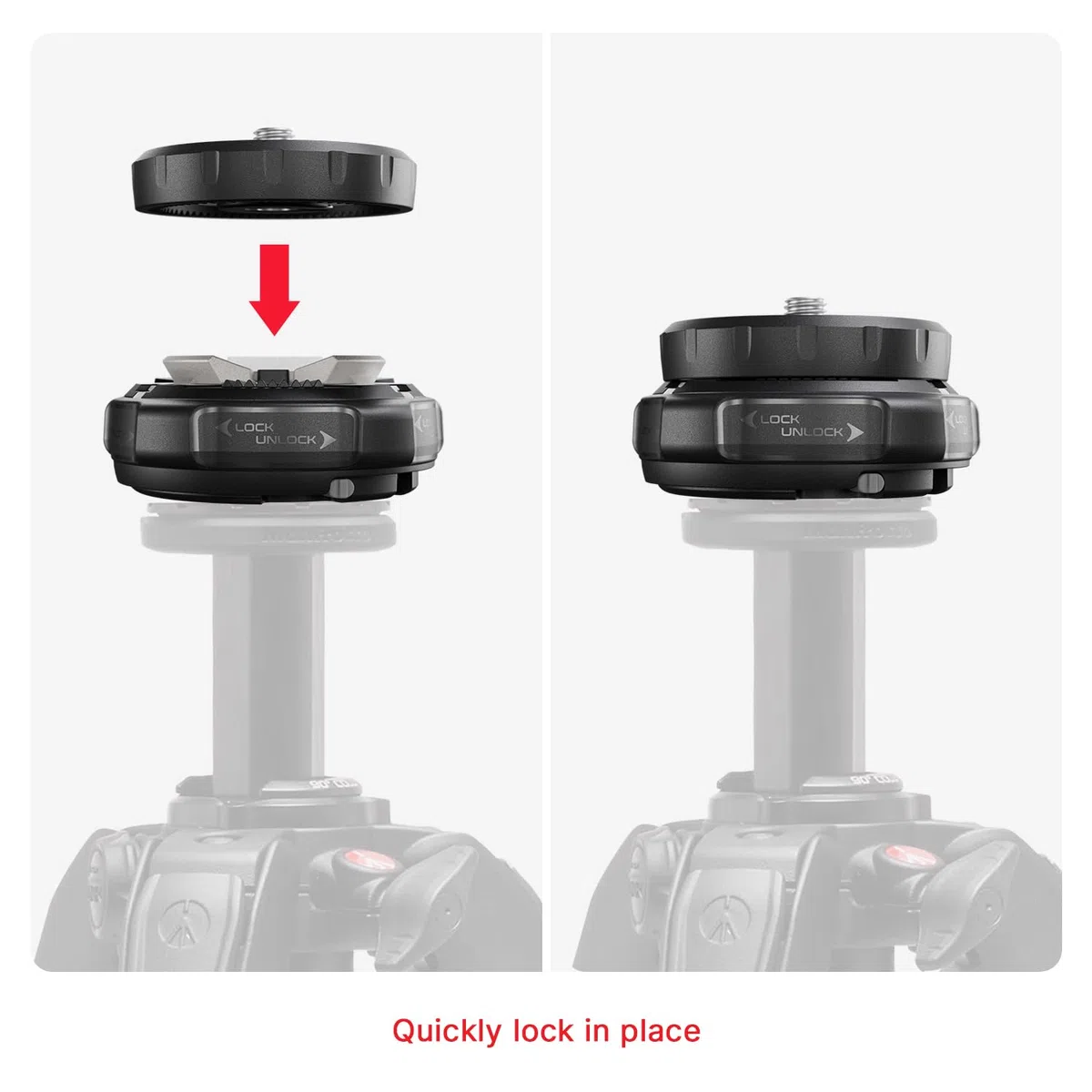Manfrotto XCHANGE Quick Release, Sistema Universale per Treppiede/slider/accessori, Base e Piastra, Portata 20 Kg, Alluminio Leggero, Filetti 3/8" e 1/4", per Foto, Video e Luci