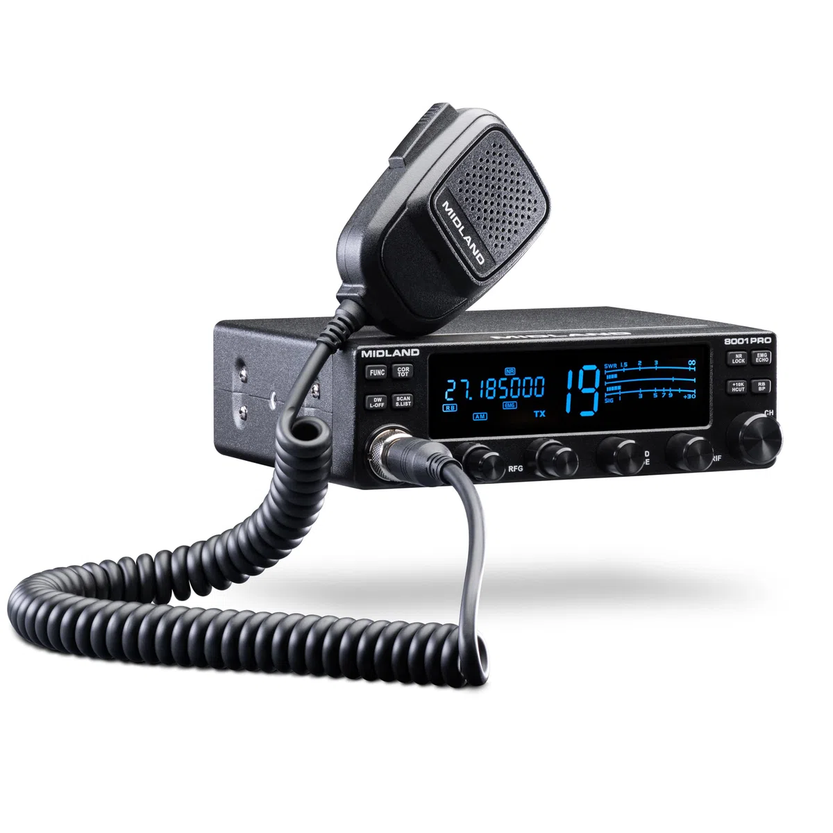 Midland - Kit Vivavoce Bluetooth Dual Mike per Radio CB 4 Pin, Microfono Preamplificato con DSP, PTT Wireless, BLE - Hands Free, Compatibile con Midland 8001 XT e STABO XM 4082/3044/3003, App CB Talk