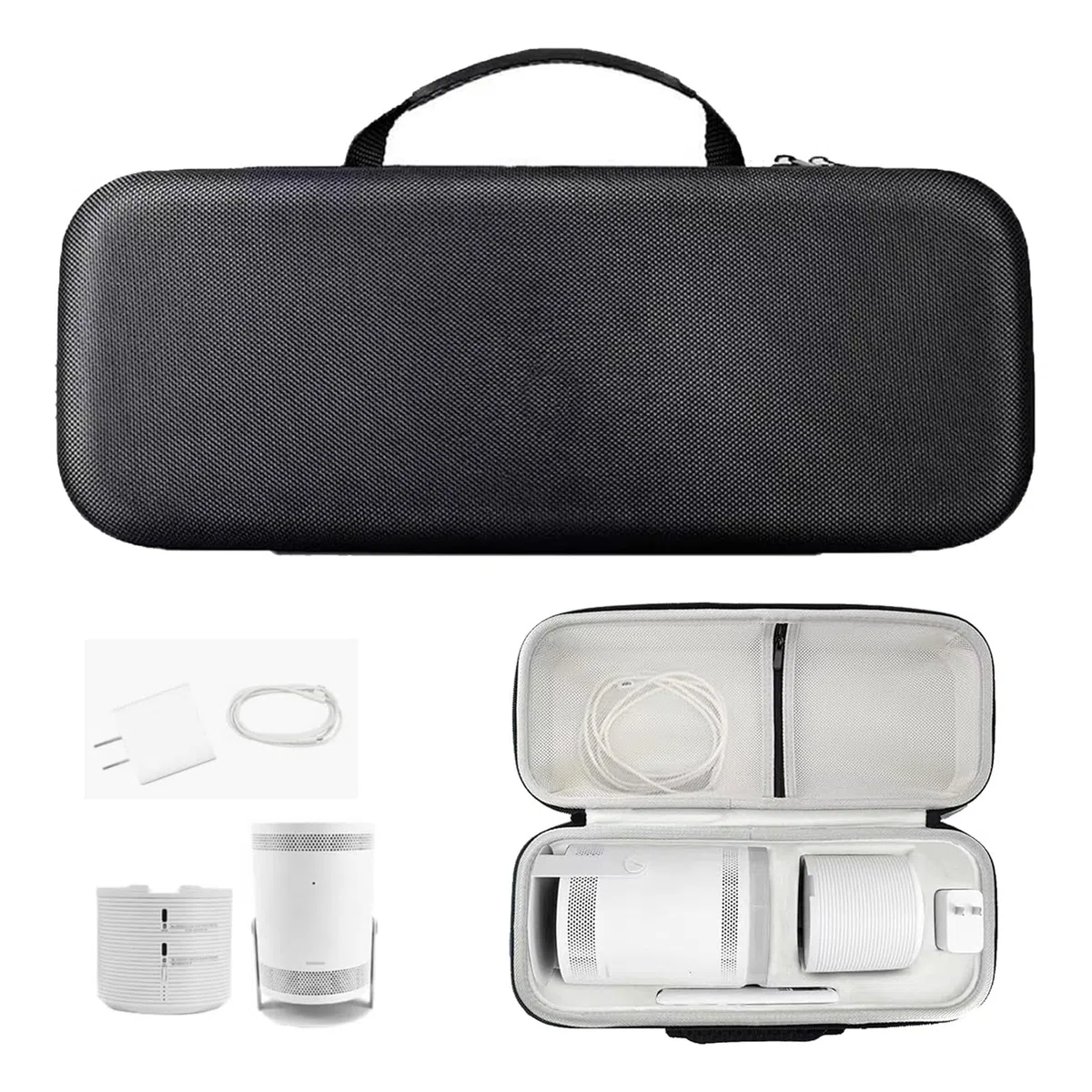 Custodia Per Trasporto Del Proiettore, Custodia Protettiva Per Samsung Proiettore Freestyle E Base Della Batteria Scatola Protettiva Rigida In Eva Nera 37,5x15,5x12 CM