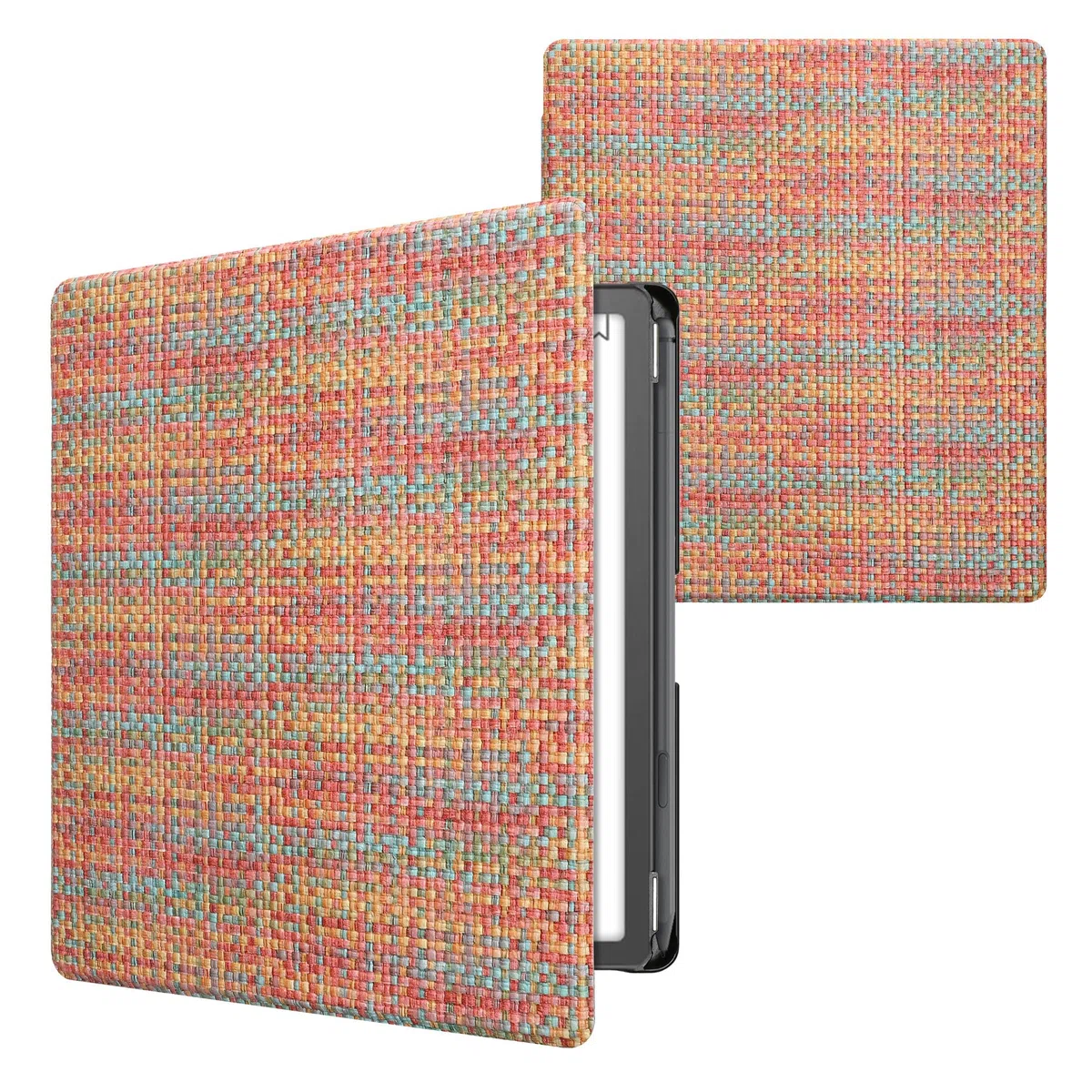 kwmobile Custodia eReader Compatibile con Amazon Kindle Scribe (2022/2024) eReader - Cover eBook PVC con Chiusura Magnetica - Flip Case Effetto Fibra Multicolore