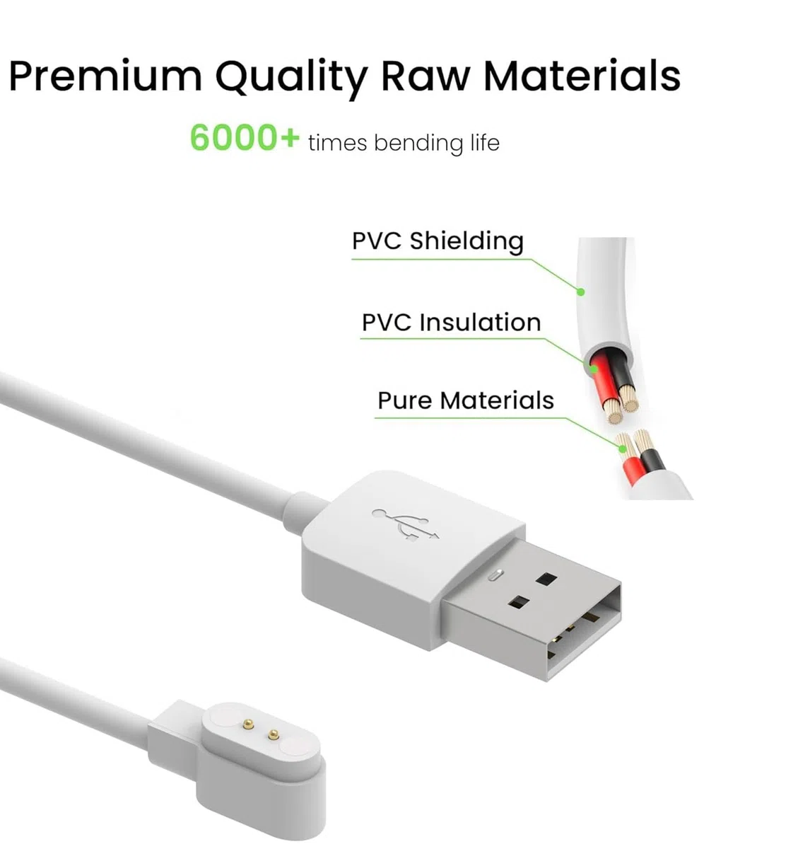 E ECSEM Caricatore per smart watch compatibile con HaSaKei G53, cavo di ricarica USB magnetico di ricambio per orologio HaSaKei G53 (misura unica)