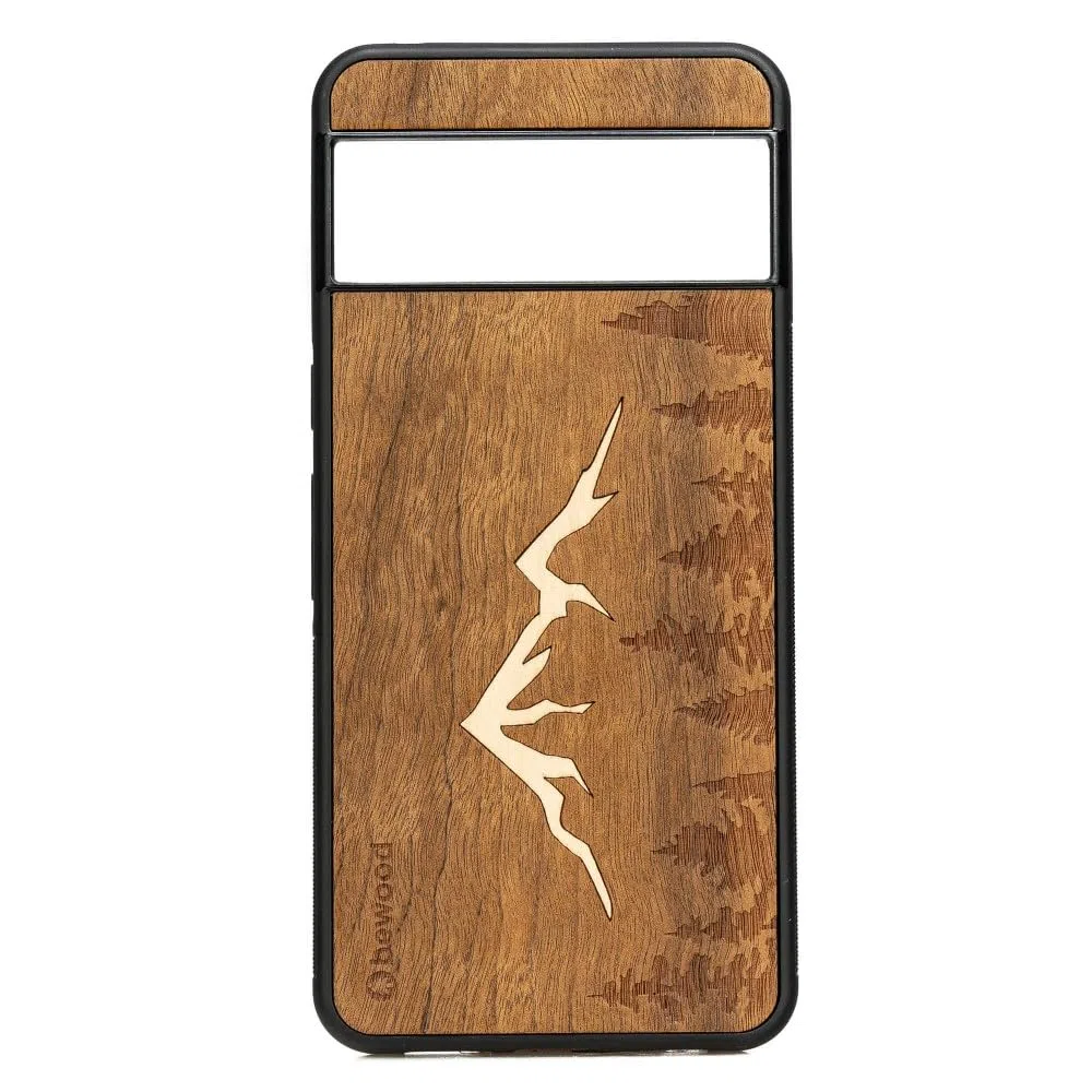 Custodia in legno compatibile con smartphone, Imbuia, in vero legno, telaio in silicone TPU, compatibile con caricabatterie Qi, realizzata a mano