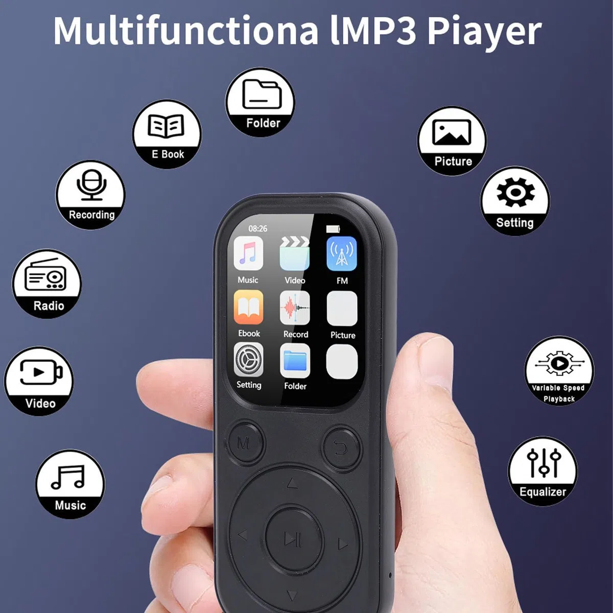 VBESTLIFE Lettore MP3 Bluetooth 5.4 con Supporto per Scheda di Memoria da 128 GB Suono HiFi Lettore Musicale Portatile con Schermo da 2,01 Pollici (Con scheda di memoria 64G)