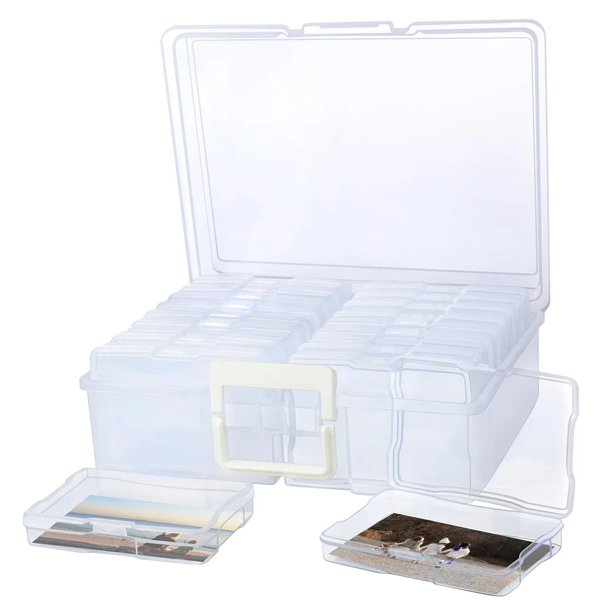 Scatole Portafoto 10 x 15 cm, Scatola Portafoto Extra Large con 16 Custodie Interne per Foto, Scatola Portafoto in Plastica Trasparente, Organizer per Foto, Portafoto in Plastica per Foto, Semi