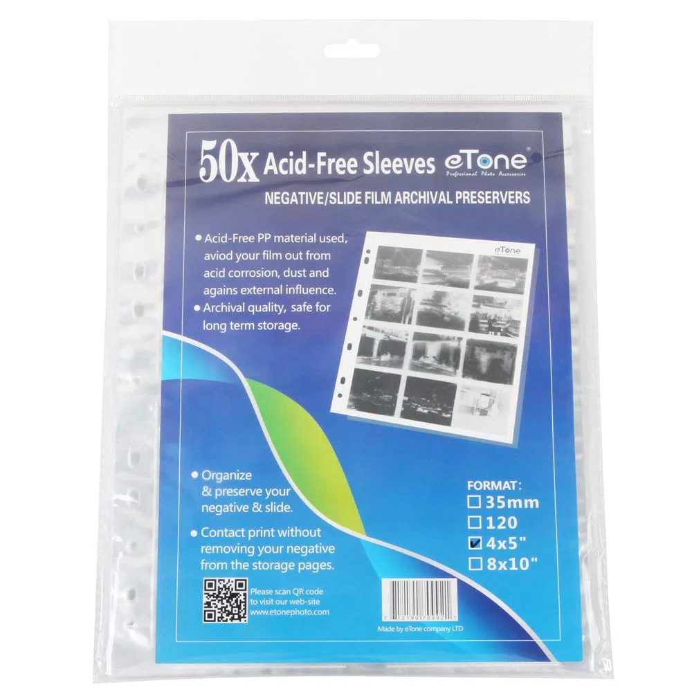 eTone 50 fogli per archiviazione, 10 x 12 cm, per conservare pagine negative (50 x 45)