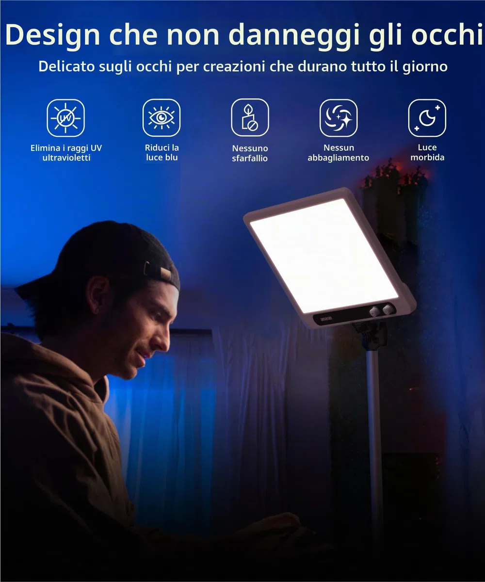 amaran Verge Key Light Bi-Color da scrivania, pannello LED soft edge 2700K–6500K, CRI 96, controllo frontale & alimentazione USB-C, per streaming, videochiamate e creazione di contenuti – Bianco