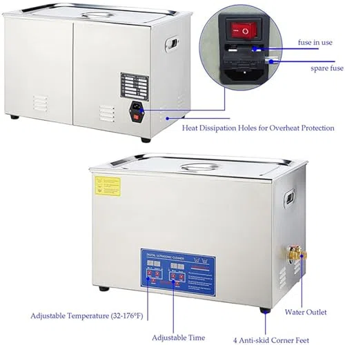 Ultrasonic Vinyl Record Cleaner 8 LPs Contemporaneamente, Sistema a doppia faccia a rotazione automatica con timer, strumento di ripristino professionale dell'LP per la rimozione della polvere, costru