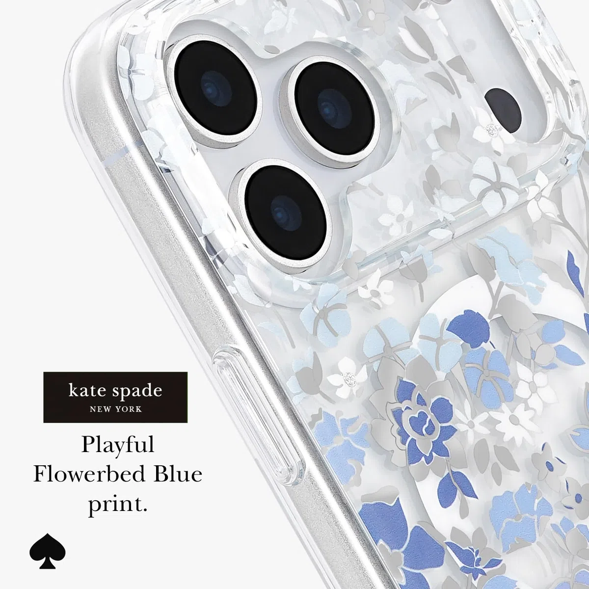 Kate Spade New York Custodia per iPhone 17 Pro Max - Compatibile con MagSafe - Custodia per telefono di design - Gemme blu aiuola