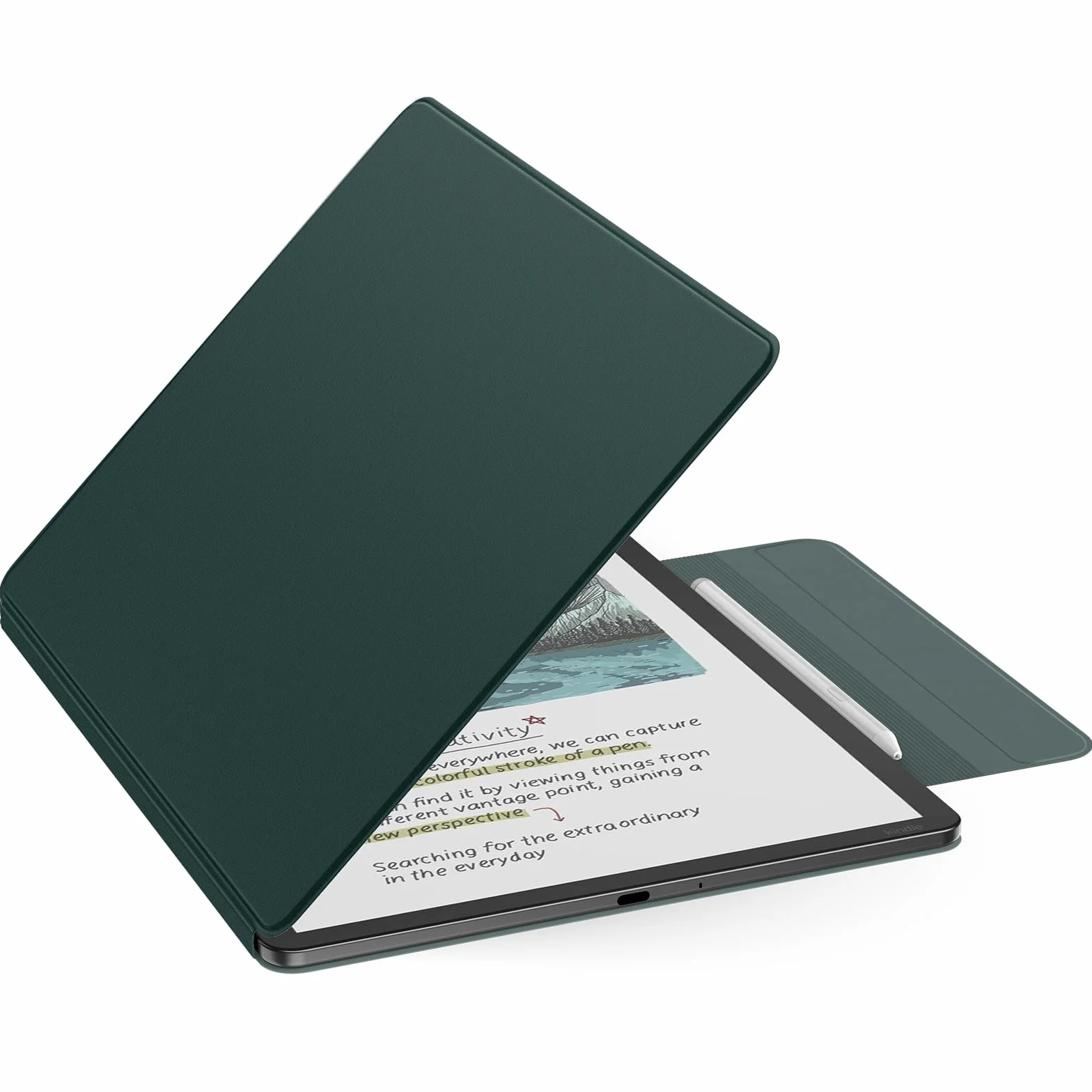 MoKo Custodia Magnetica per Kindle Scribe 11" (3a Generazione) e Kindle Scribe Colorsoft (1a Generazione) - Copertina in PU premium sottile con astuccio penna e Auto Sonno/Sveglia, Verde notte