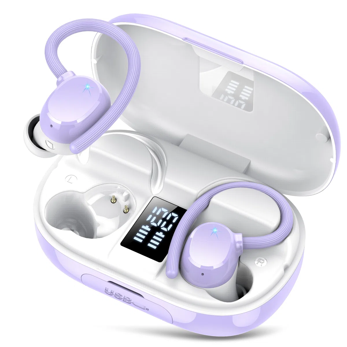 Cuffie Bluetooth Sport, Auricolari Bluetooth 5.3 con 128 Ore HiFi Stereo Cuffie Wireless con 4 ENC Mic, Cancellazione Rumore, IP7 Impermeabile Cuffiette, Cuffie Senza Fili per Running/Palestra