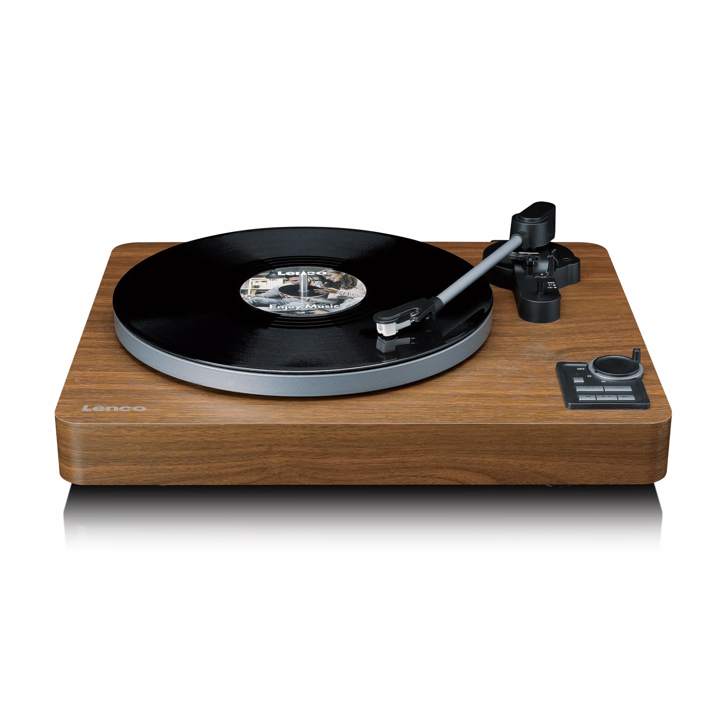 Lenco LBTA-165WD Giradischi, Giradischi Vinili, Bluetooth, automatico - Corpo in legno - Piatto in metallo e pickup AT3600L - Auto Start & Auto-Return - (33/45 giri/min) - Integrato - Legno
