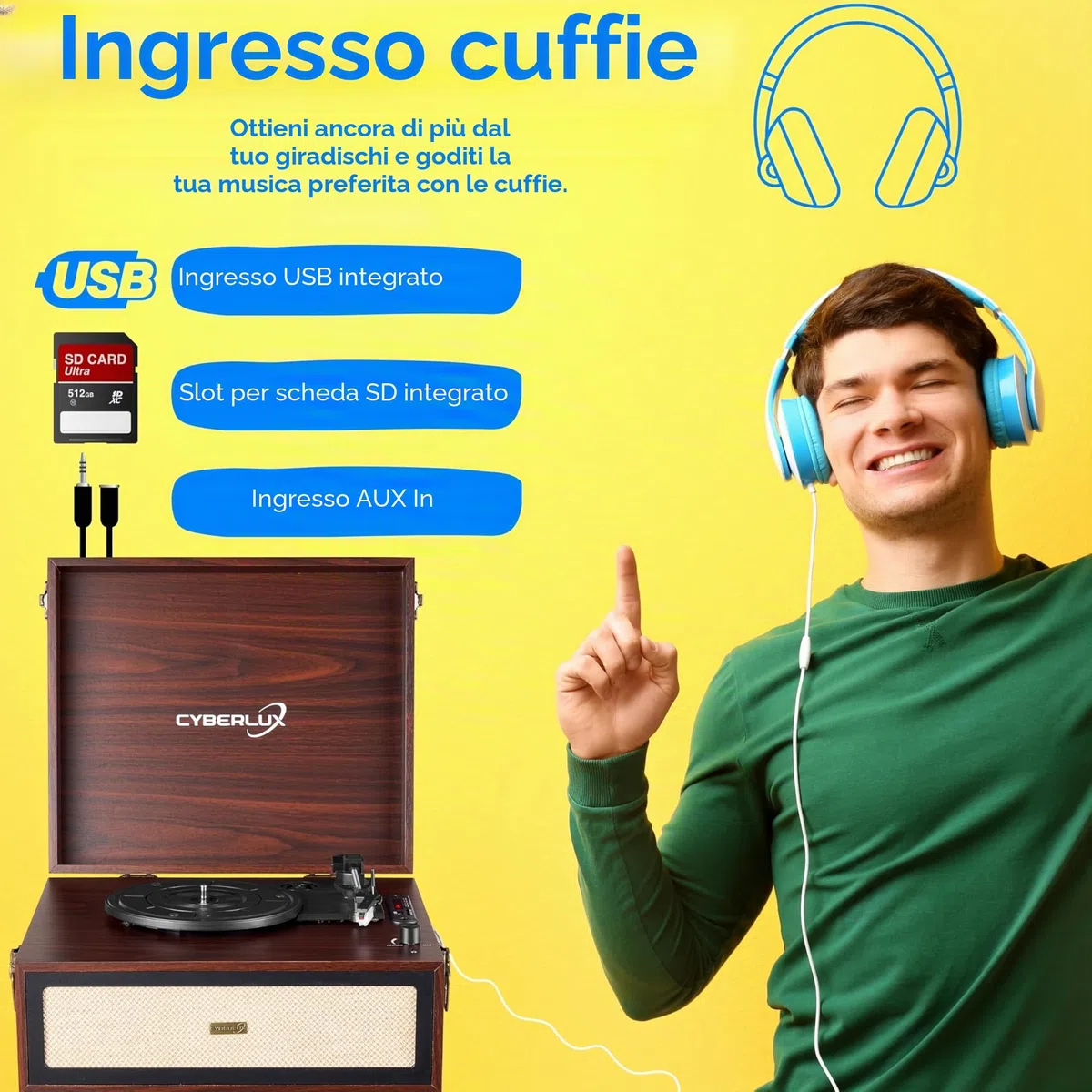 Giradischi con supporto, in stile retrò, con altoparlante Full Range, Bluetooth, radio FM, USB, Line-Out AUX IN Micro SD, slot in vinile, nostalgico, giradischi con piedini