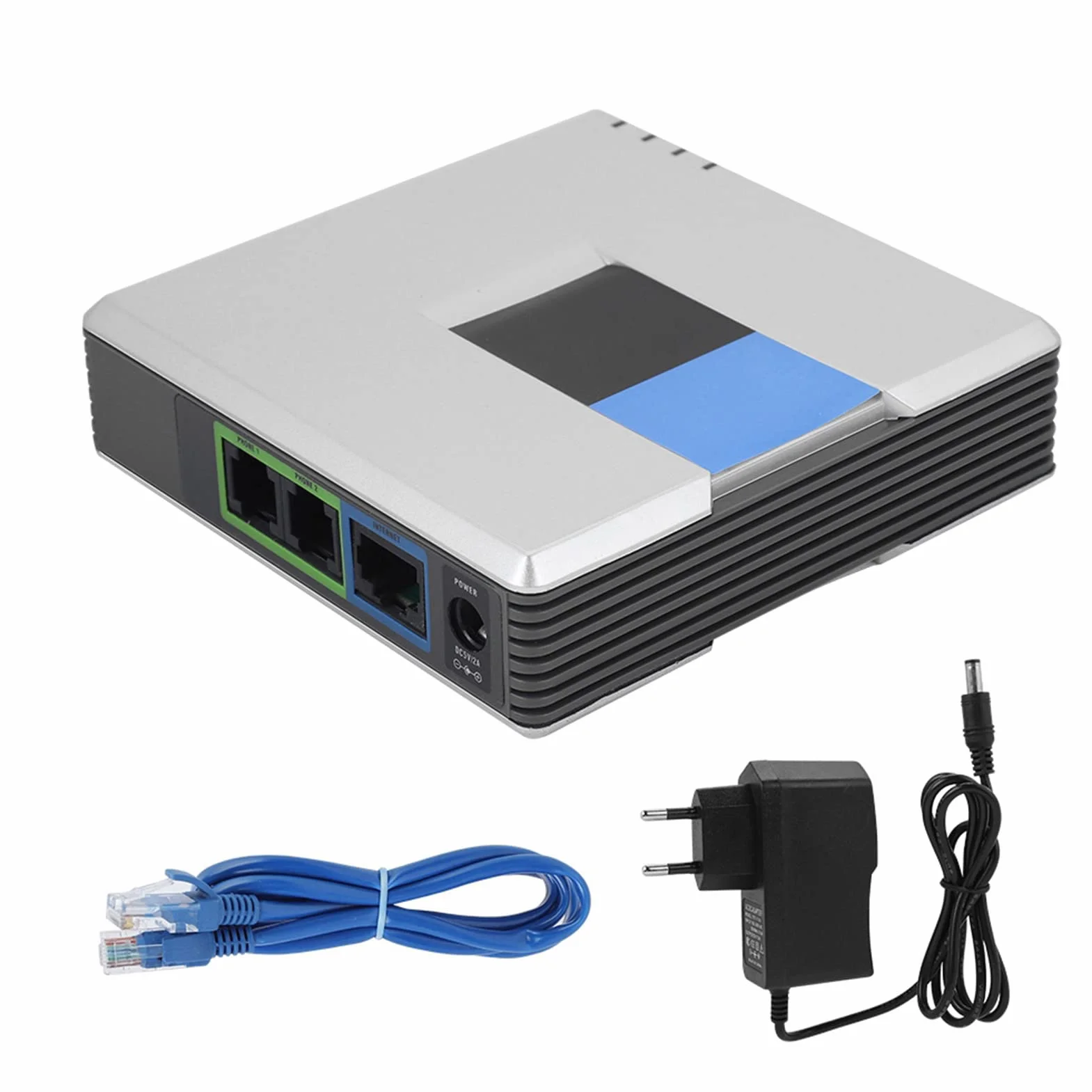 flexman VoIP Gateway Internet Phone 2 Ports Adapter SIP RJ45 Cable For Linksys PAP2T