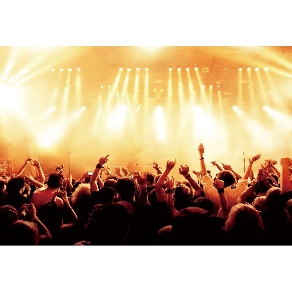 12x10ft Fase Spotlight Sfondo Concerto Live Plateform Sfondo Rock Star Musica Spettacolo Pubblico Banner Party Decorazioni Forniture Foto Ritratto Vinile Studio Video Prop