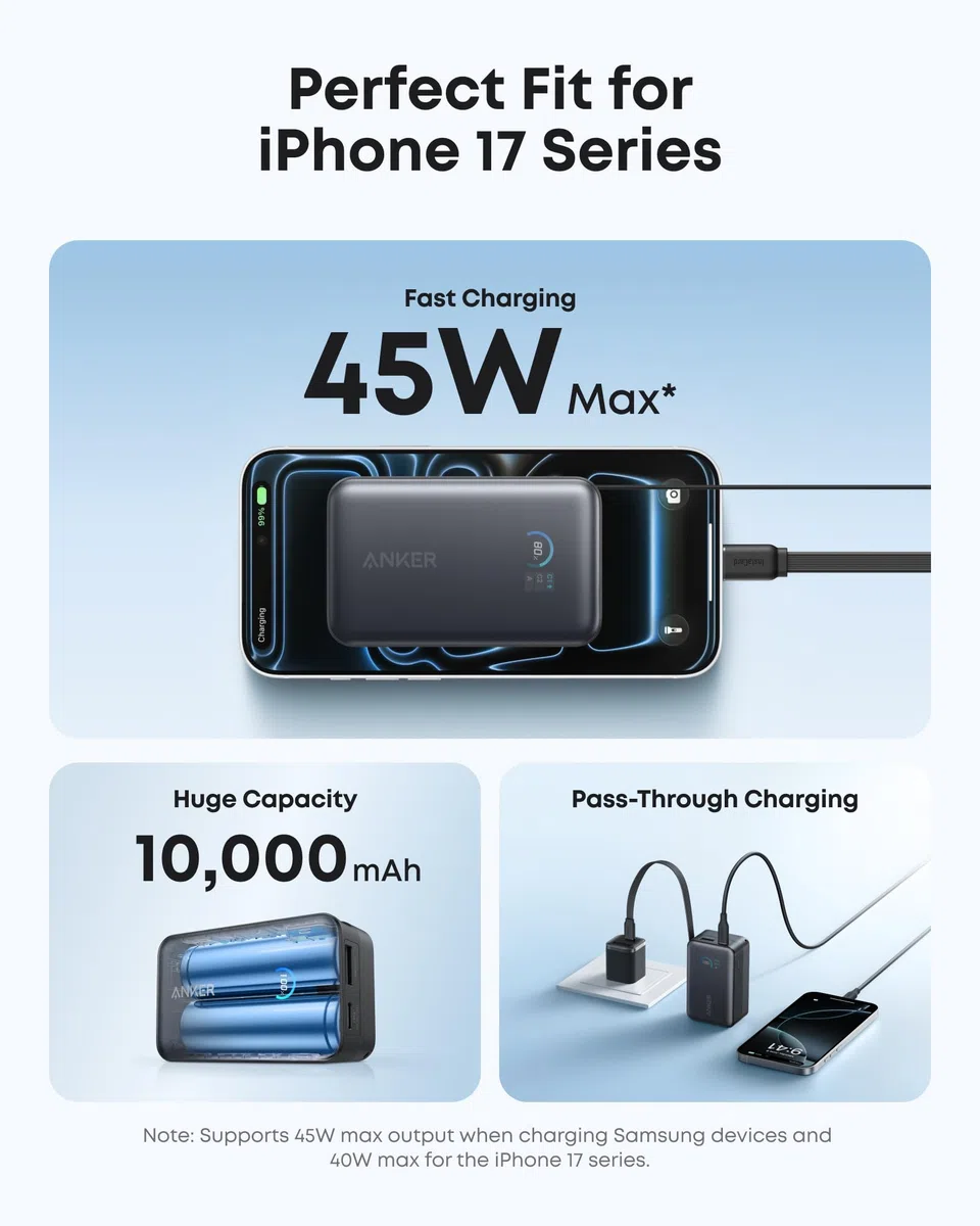POWERBANK ANKER NANO 10000 MAH 45W CON CABLE USB-C RETRACTIL