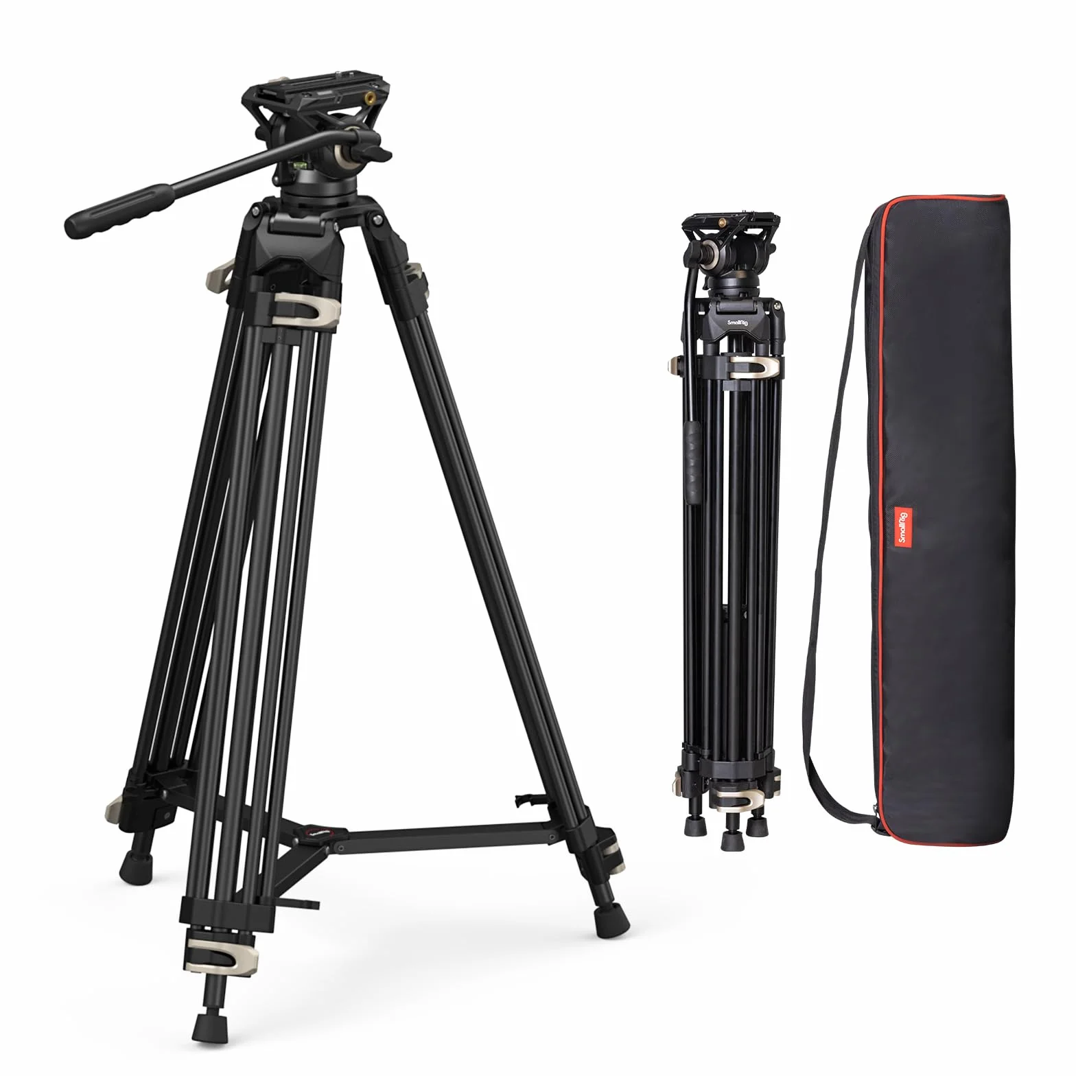 SMALLRIG Treppiede Video, Treppiede in lega di alluminio da 73"/186cm con testa fluida, Spargitore di livello e piastra di sgancio rapido, carico massimo 17,6 LB/8 kg per DSLR, Videocamera - 3751B