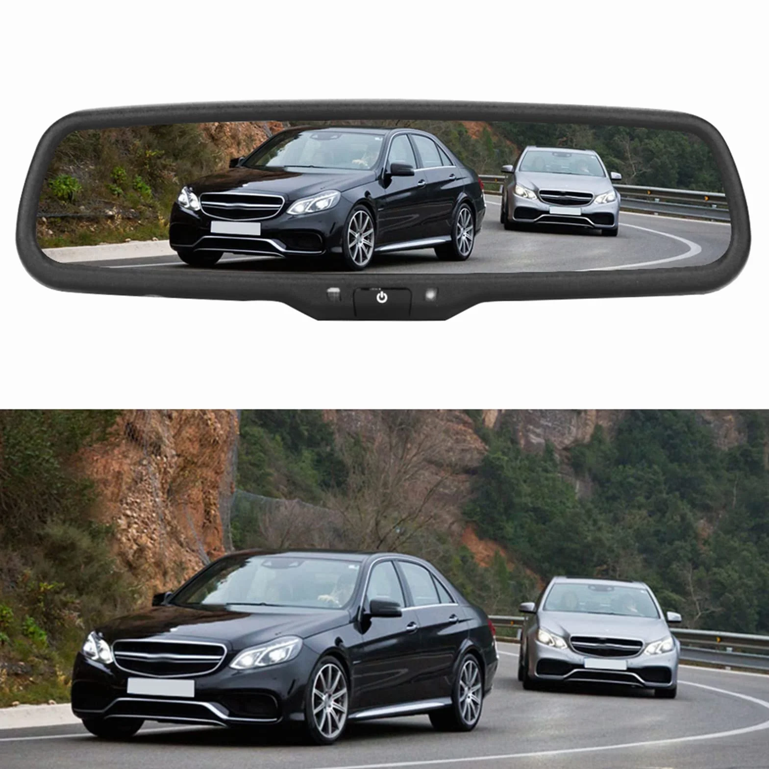 specchiettorovisore per Auto Re, Monitor Oscuramento Automatico rovisore 4,3 Pollici con Staffa Nera
