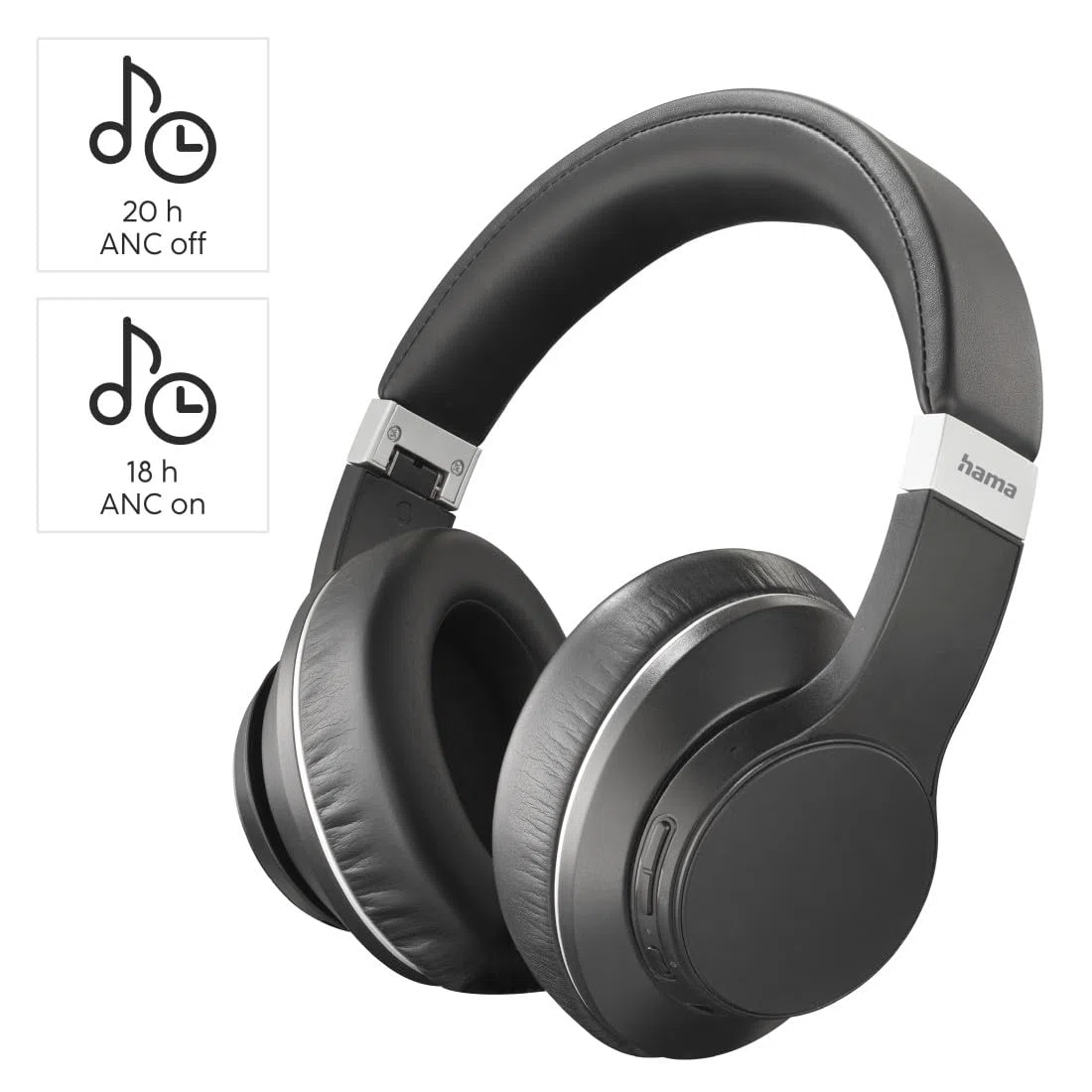 Hama Cuffie Bluetooth Passion Voyage (Over Ear, Cancelling del rumore, ricarica wireless, cuffie con microfono, con funzione touch, cuffie Bluetooth, cuscinetti auricolari) nero