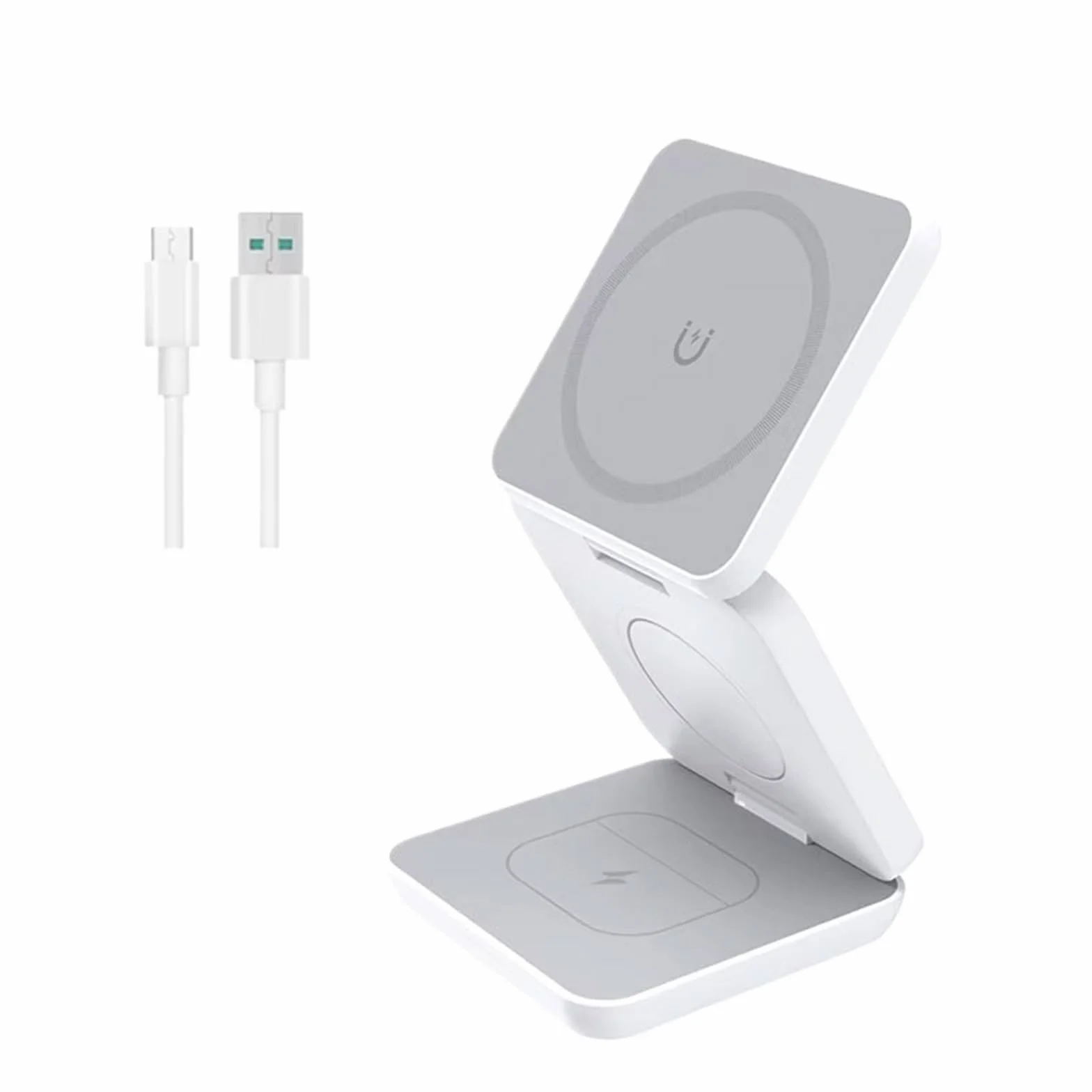 Supporto per caricabatterie wireless 3 in 1 Stazione di ricarica wireless pieghevole magnetica per telefono 15 14 13 12 Pro Max IWatch 8 9 Caricabatterie