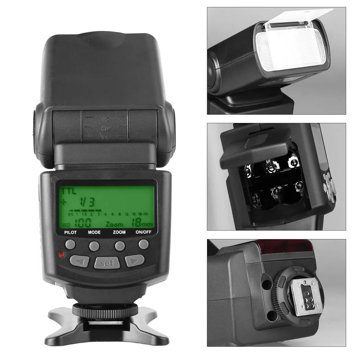 Meike MK430 TTL LCD Flash Speedlite compatibile con fotocamera Canon DSLR Camera EOS 70D 77D 80D Rebel T7i T6i T6s T6 T5i T5 T4i T3i SL2 and with Standard Hot Shoe Stand