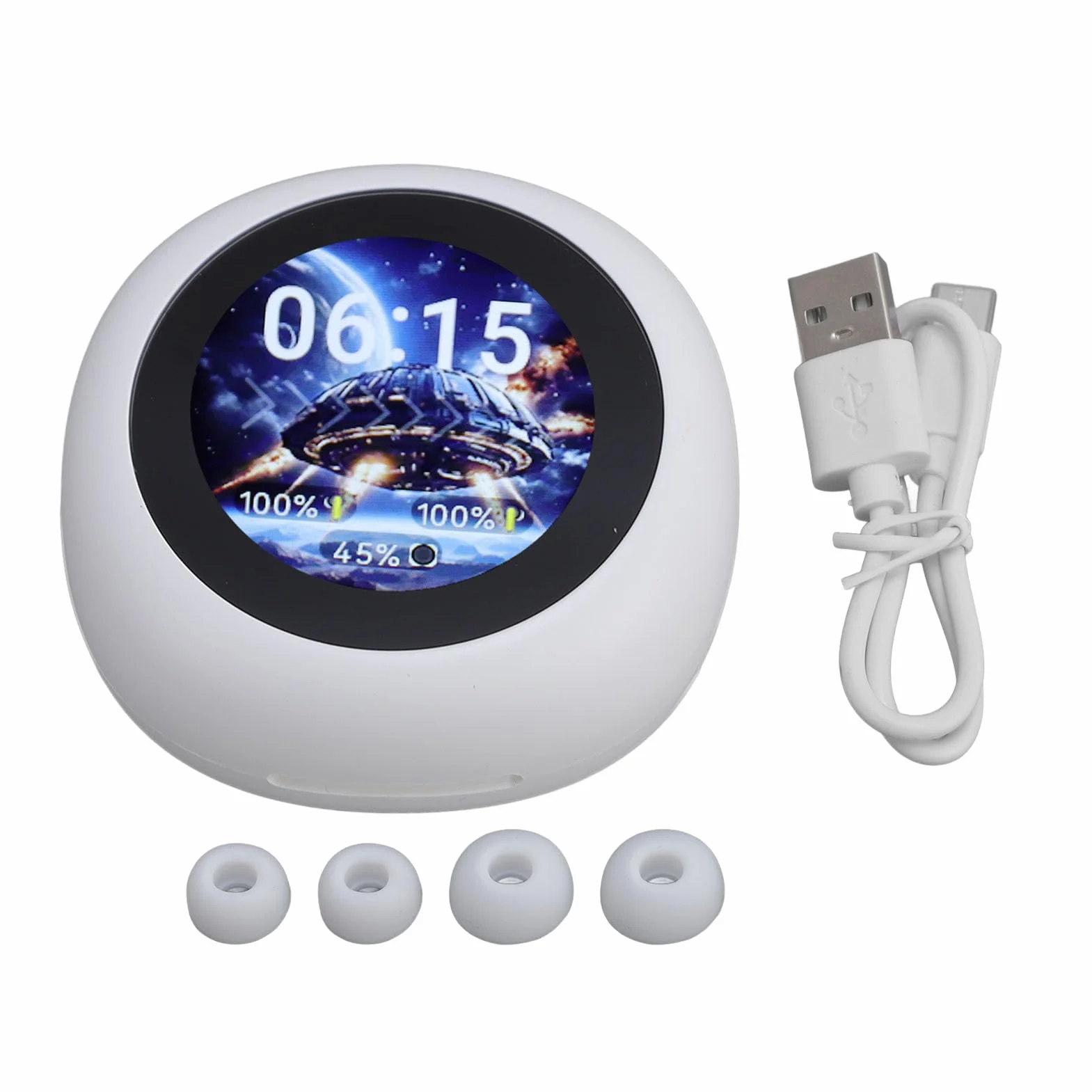 Generic Auricolari per Traduttore Linguistico Wireless con Bluetooth 5.4, Auricolari di Traduzione Multifunzionali per i Viaggiatori (WHITE)