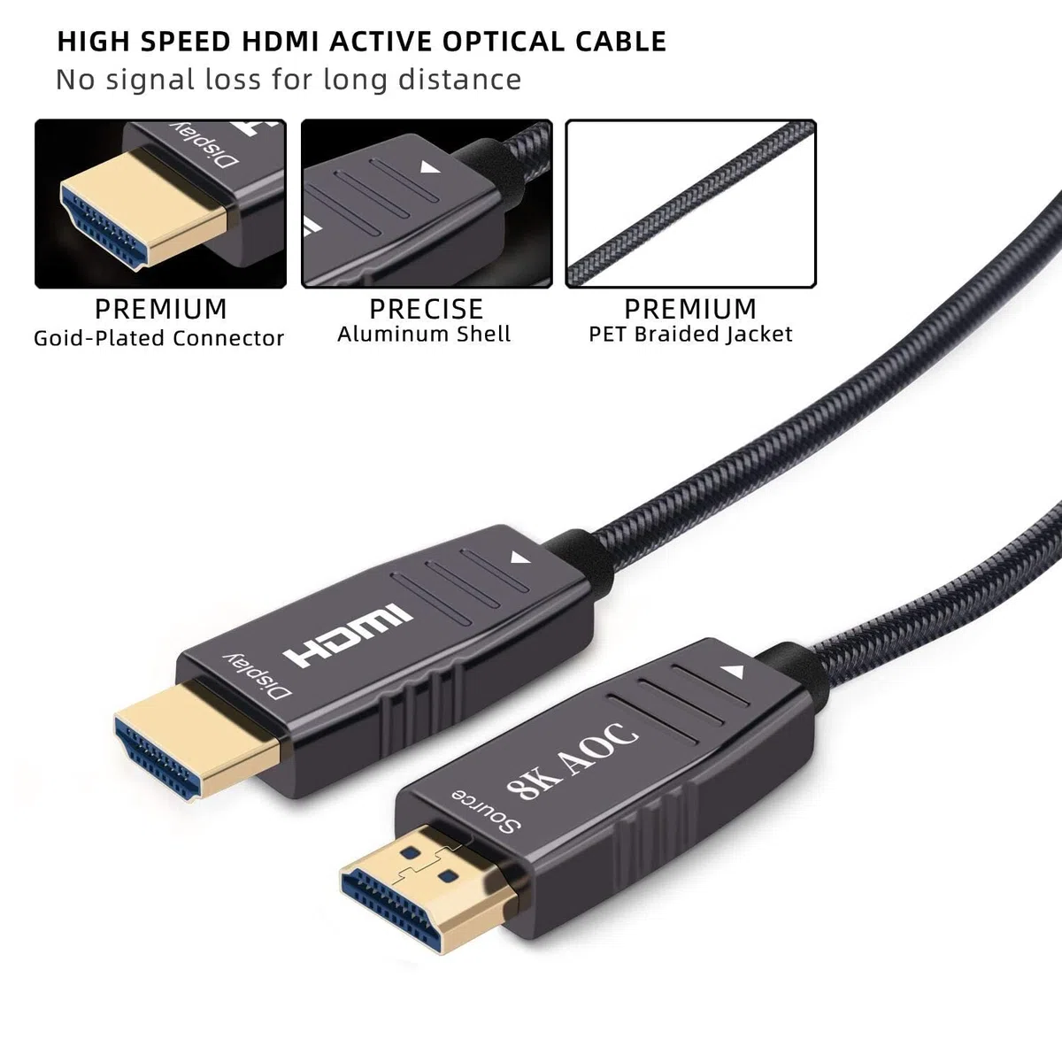 Cavo in fibra ottica HDMI 8K, 19,8 m, cavo HDMI 2.1 ad alta velocità, supporto con 18 Gbps, HDR10 dinamico, eARC, HDCP2.2