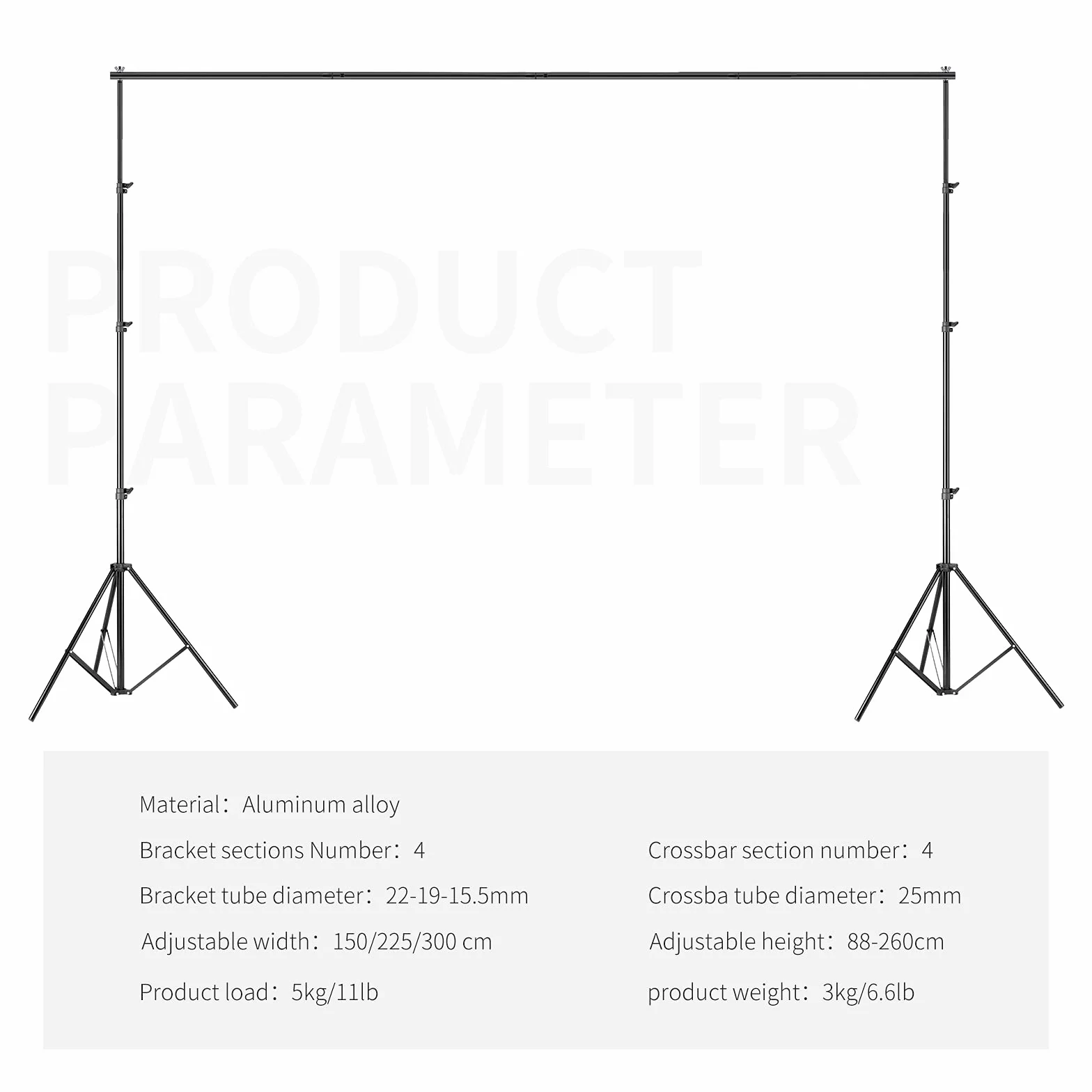 Neewer 2,6x3m Supporto di Fondale con Borsa Kit per Sfondo in Mussola Carta Tela ecc.