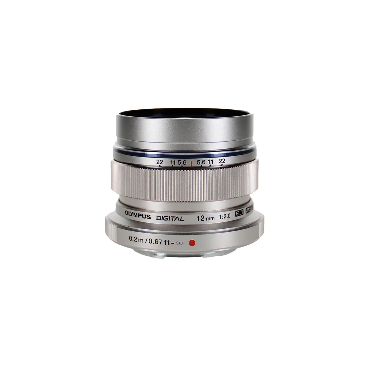 Olympus M.Zuiko Digital ED Obiettivo 12mm 1:2.0, Micro Quattro Terzi, per Fotocamere OM-D e PEN, Argento